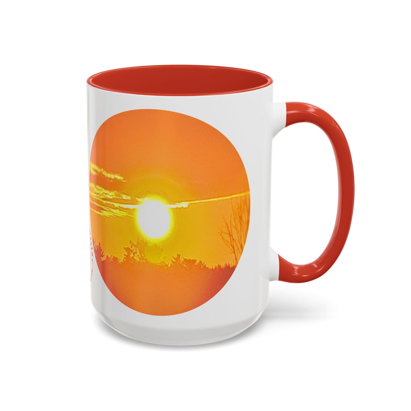Custom Designed Red Accent Coffee Mug Available In Two Sizes From The Sunset Series At Intriguing Vistas