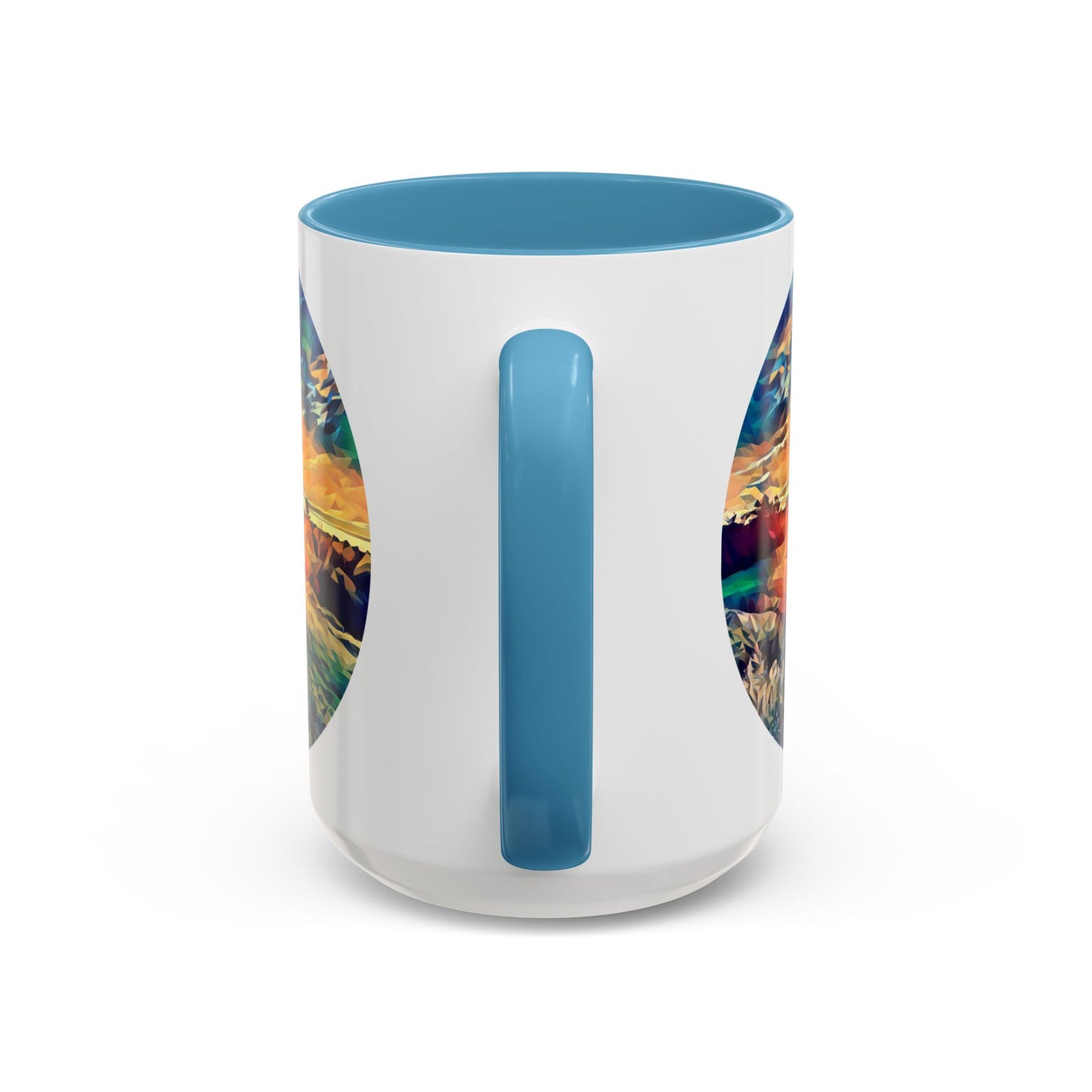 Custom Designed Lt Blue Accent Coffee Mug Available In Two Sizes From The Sunset Series At Intriguing Vistas