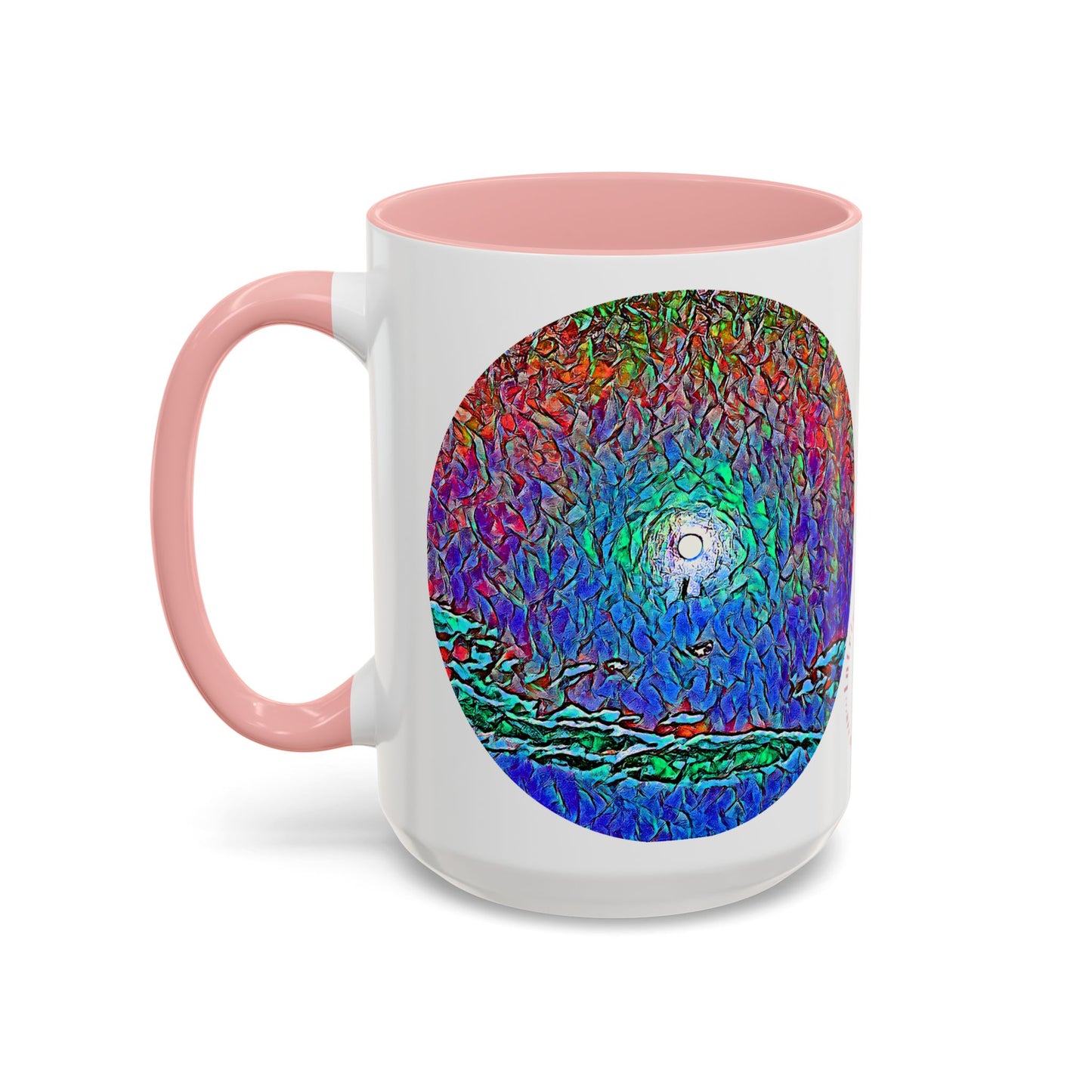 Custom Designed Pink Accent Coffee Mug Available In Two Sizes From The Night Sky Series At Intriguing Vistas