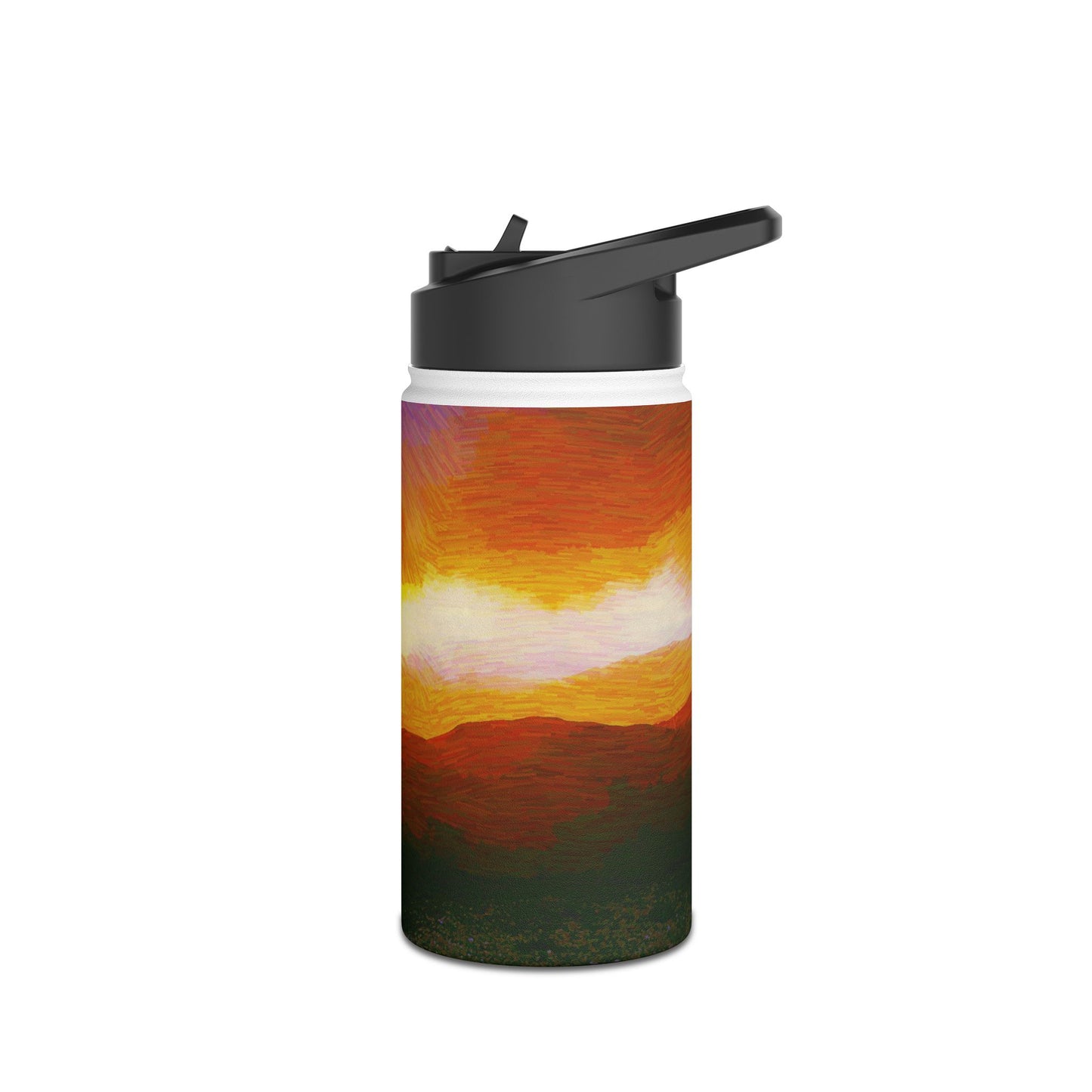 Custom Designed Stainless Steel Water Bottle Available In Three Sizes From The Sunset Series at Intriguing Vistas
