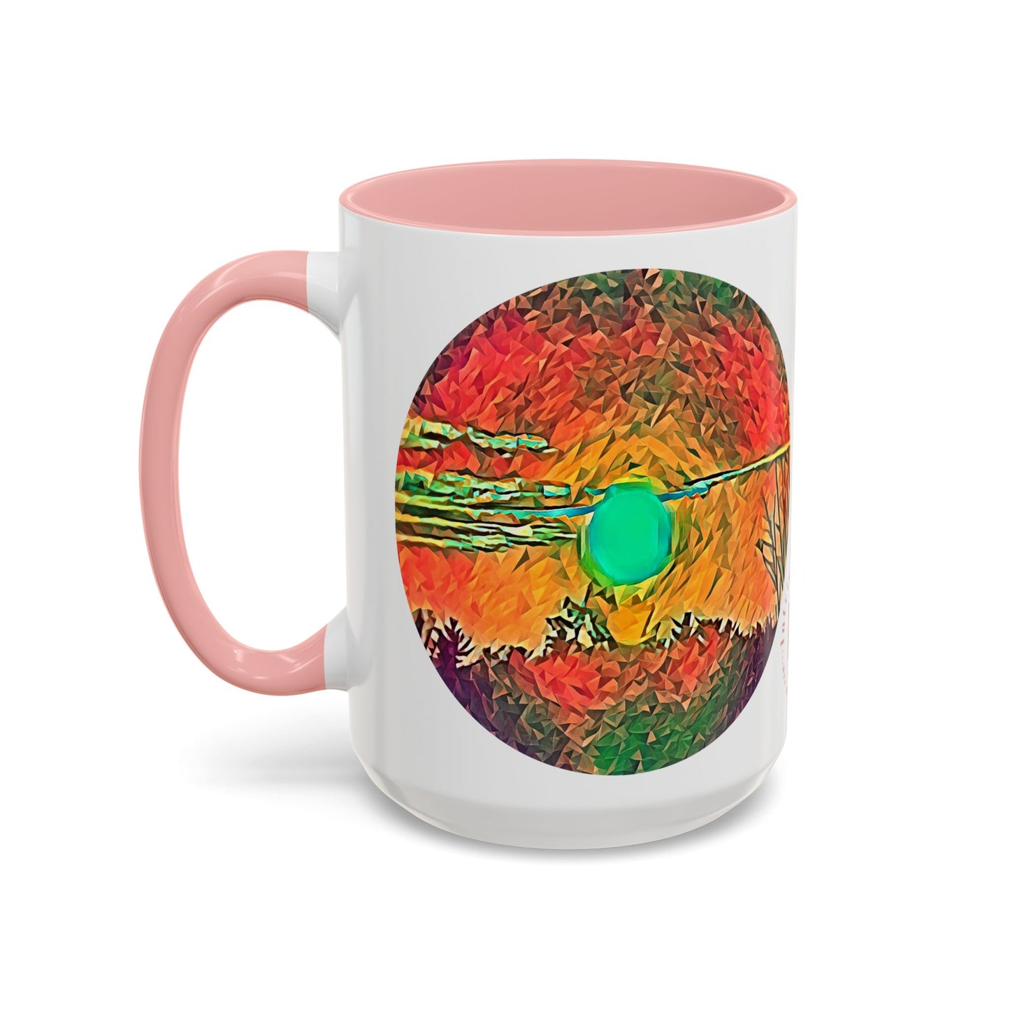 Custom Designed Pink Accent Coffee Mug Available In Two Sizes From The Sunset Series At Intriguing Vistas