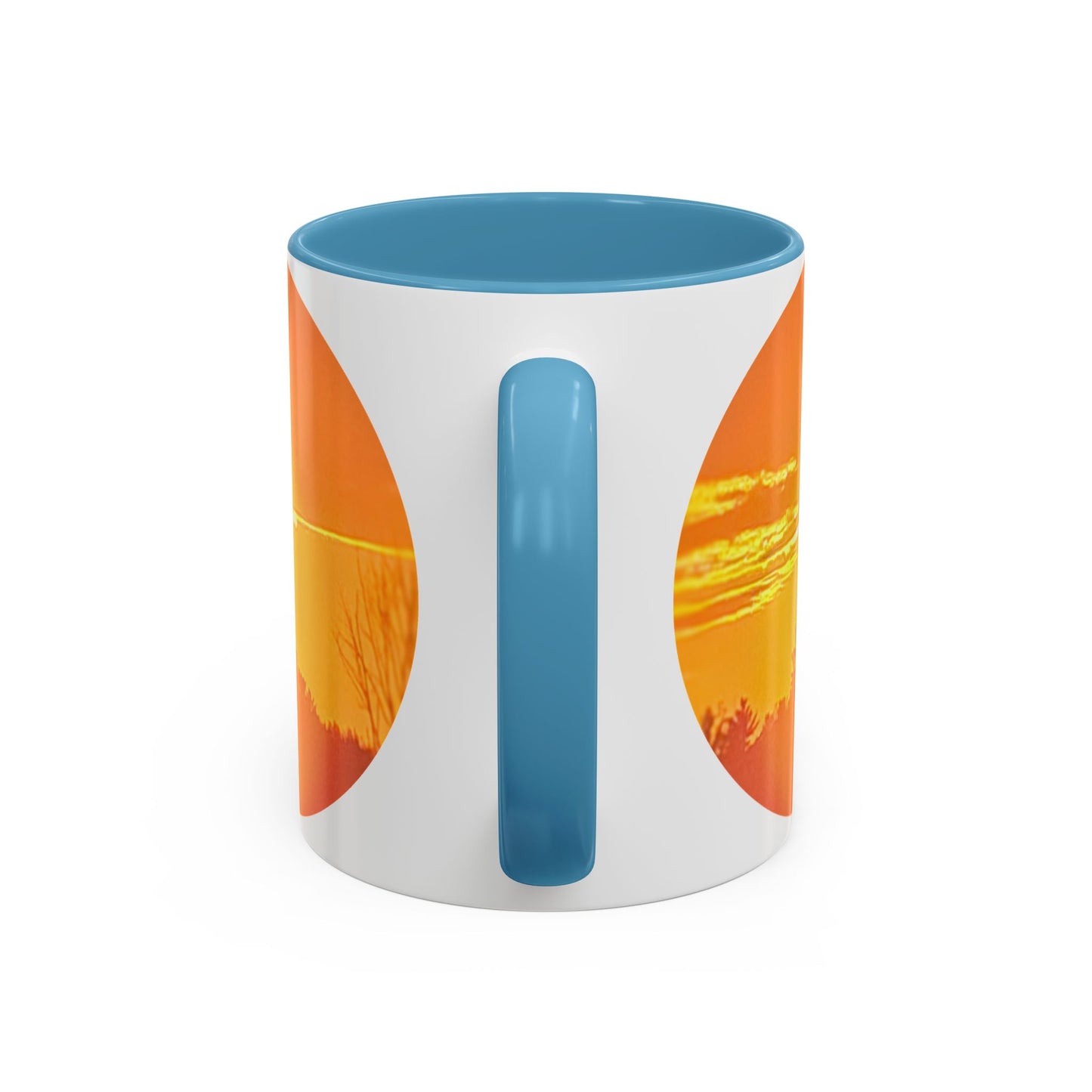 Custom Designed Lt Blue Accent Coffee Mug Available In Two Sizes From The Sunset Series At Intriguing Vistas