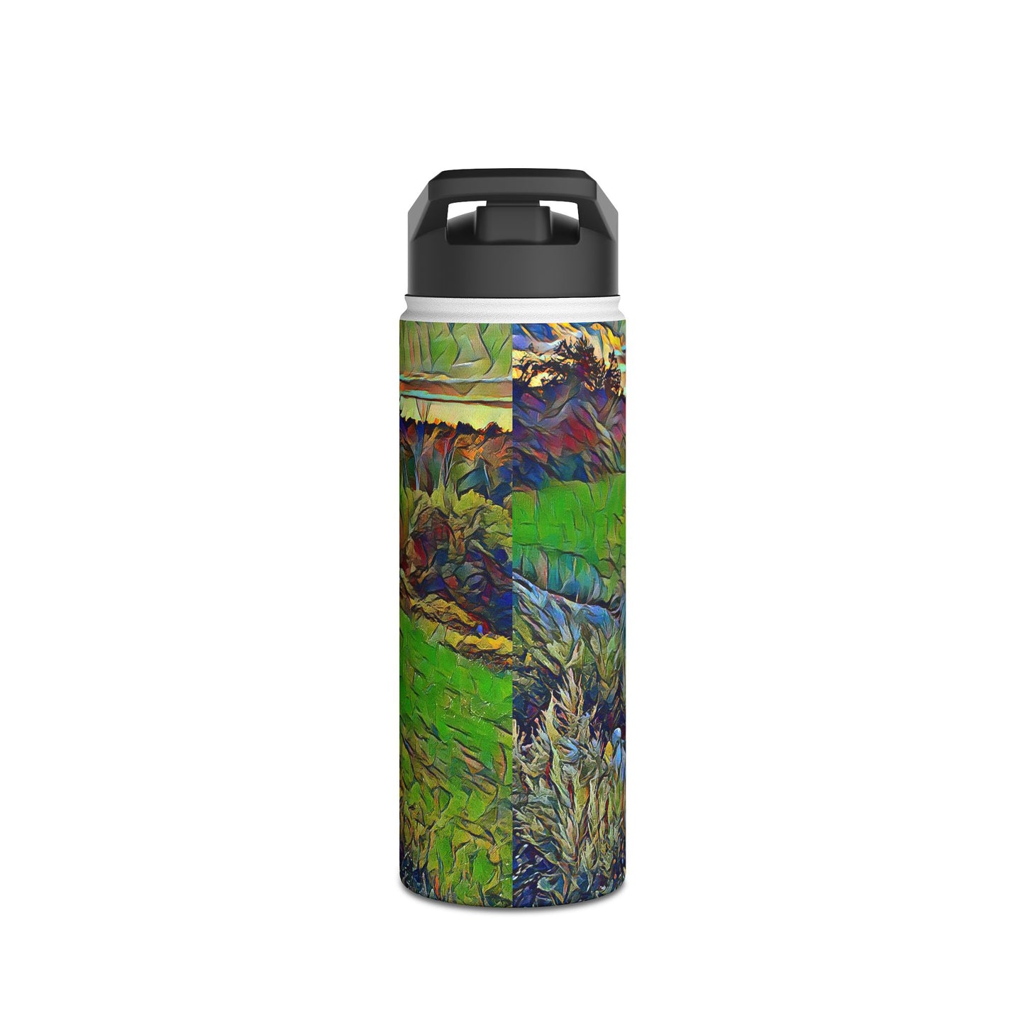 Custom Designed Stainless Steel Water Bottle Available In Three Sizes From The Sunset Series at Intriguing Vistas