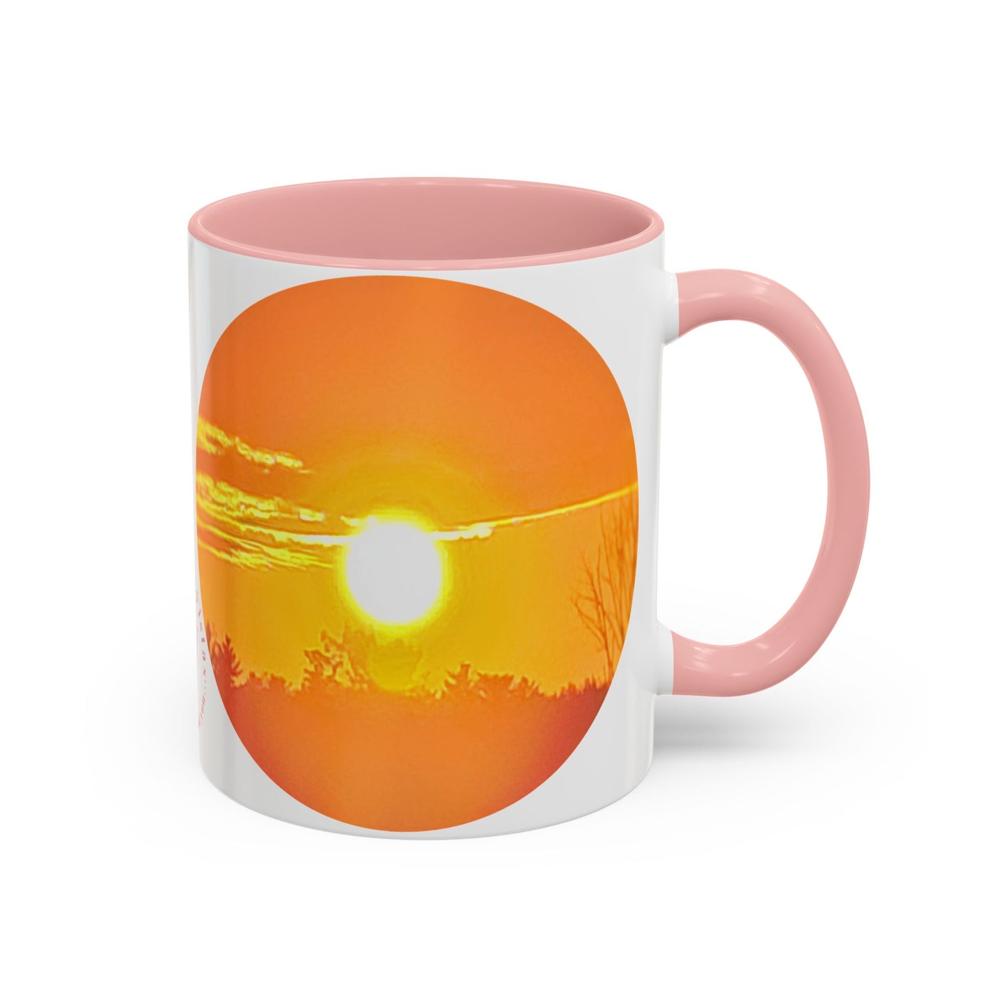 Custom Designed Pink Accent Coffee Mug Available In Two Sizes From The Sunset Series At Intriguing Vistas