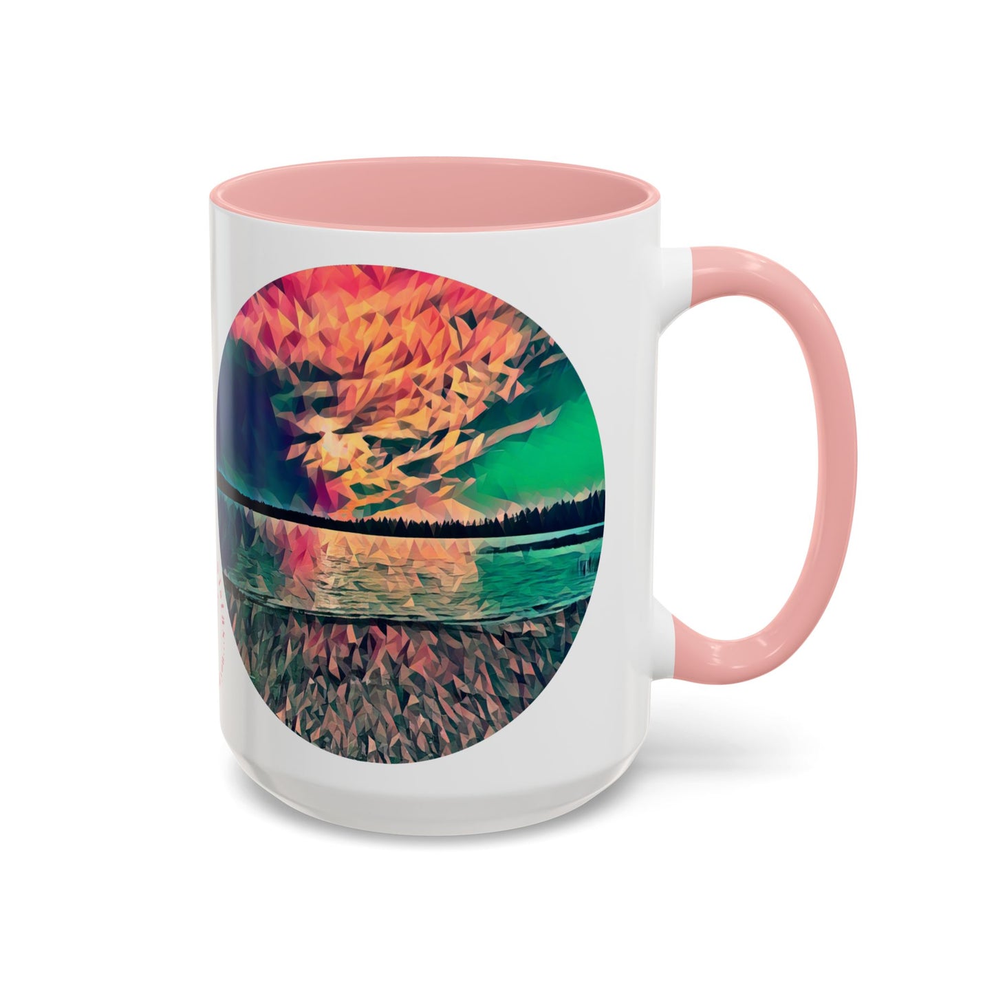 Custom Designed Pink Accent Coffee Mug Available In Two Sizes From The Sunset Series At Intriguing Vistas
