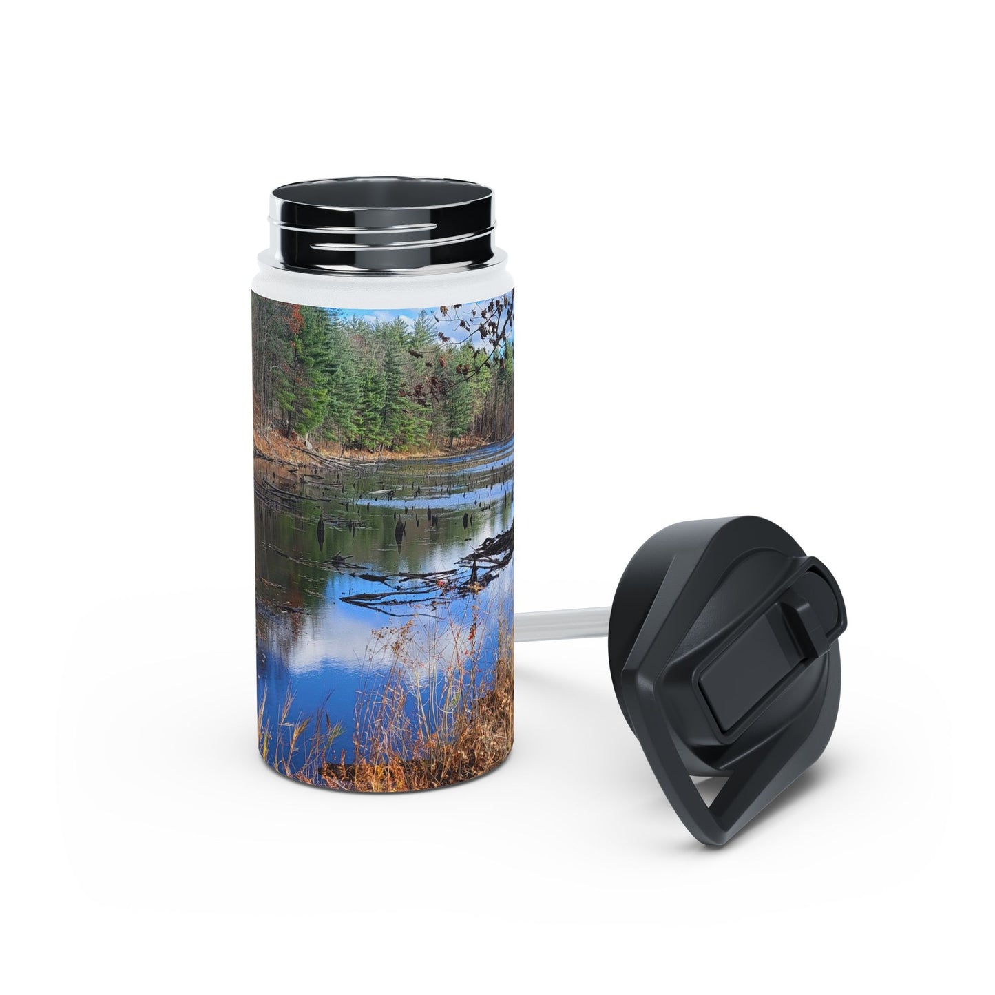 Custom Designed Stainless Steel Water Bottle Available In Three Sizes From The Scenery Series at Intriguing Vistas
