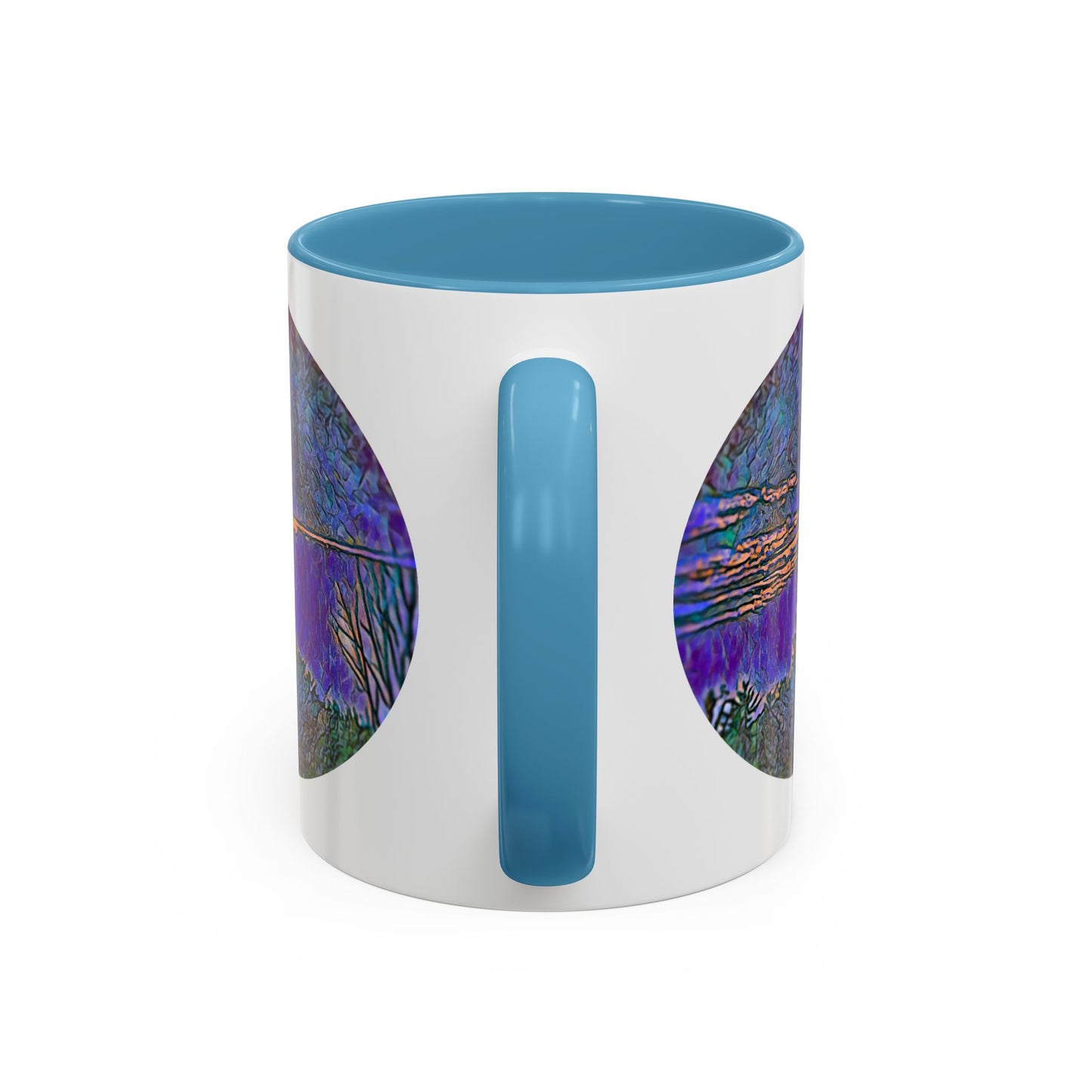 Custom Designed Lt Blue Accent Coffee Mug Available In Two Sizes From The Sunset Series At Intriguing Vistas