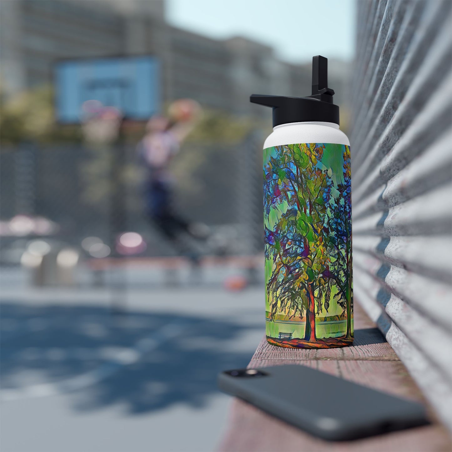 Custom Designed Stainless Steel Water Bottle Available In Three Sizes From The Scenery Series at Intriguing Vistas