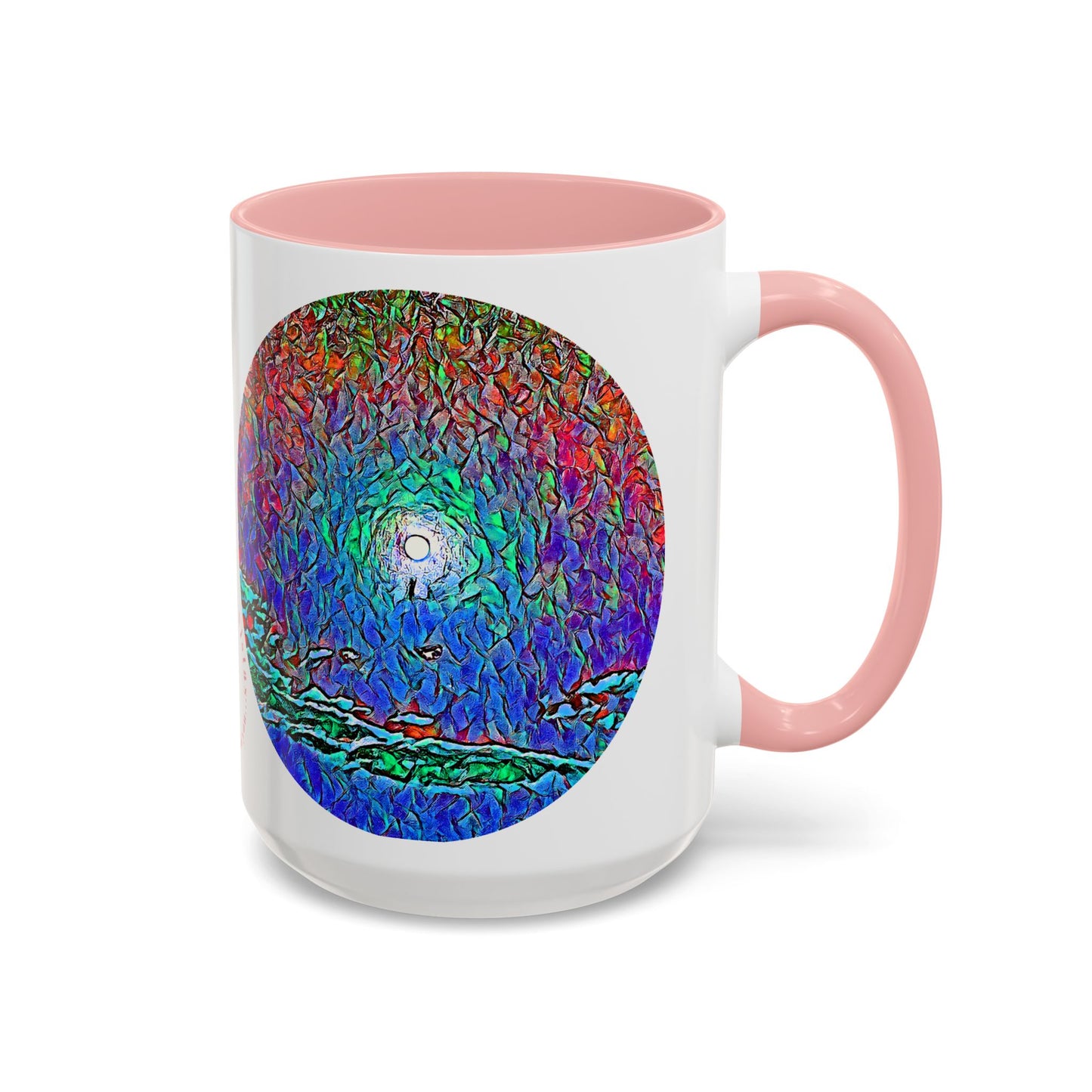 Custom Designed Pink Accent Coffee Mug Available In Two Sizes From The Night Sky Series At Intriguing Vistas