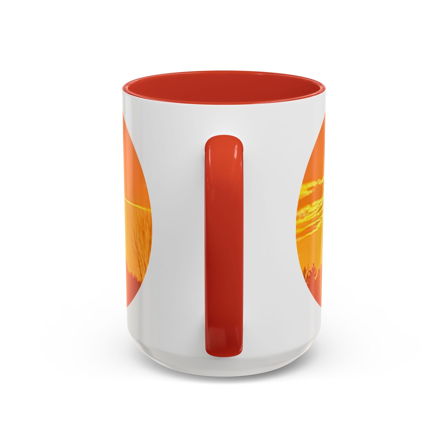Custom Designed Red Accent Coffee Mug Available In Two Sizes From The Sunset Series At Intriguing Vistas