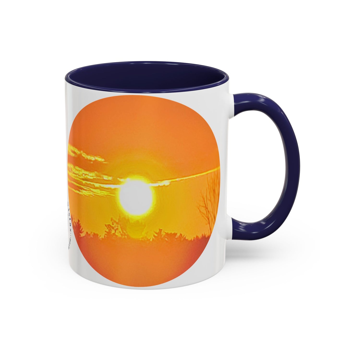Custom Designed Navy Accent Coffee Mug Available In Two Sizes From The Sunset Series At Intriguing Vistas
