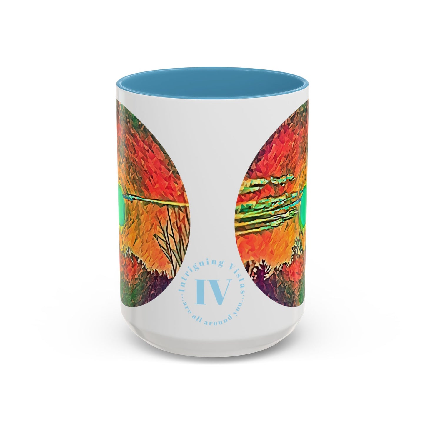 Custom Designed Lt Blue Accent Coffee Mug Available In Two Sizes From The Sunset Series At Intriguing Vistas
