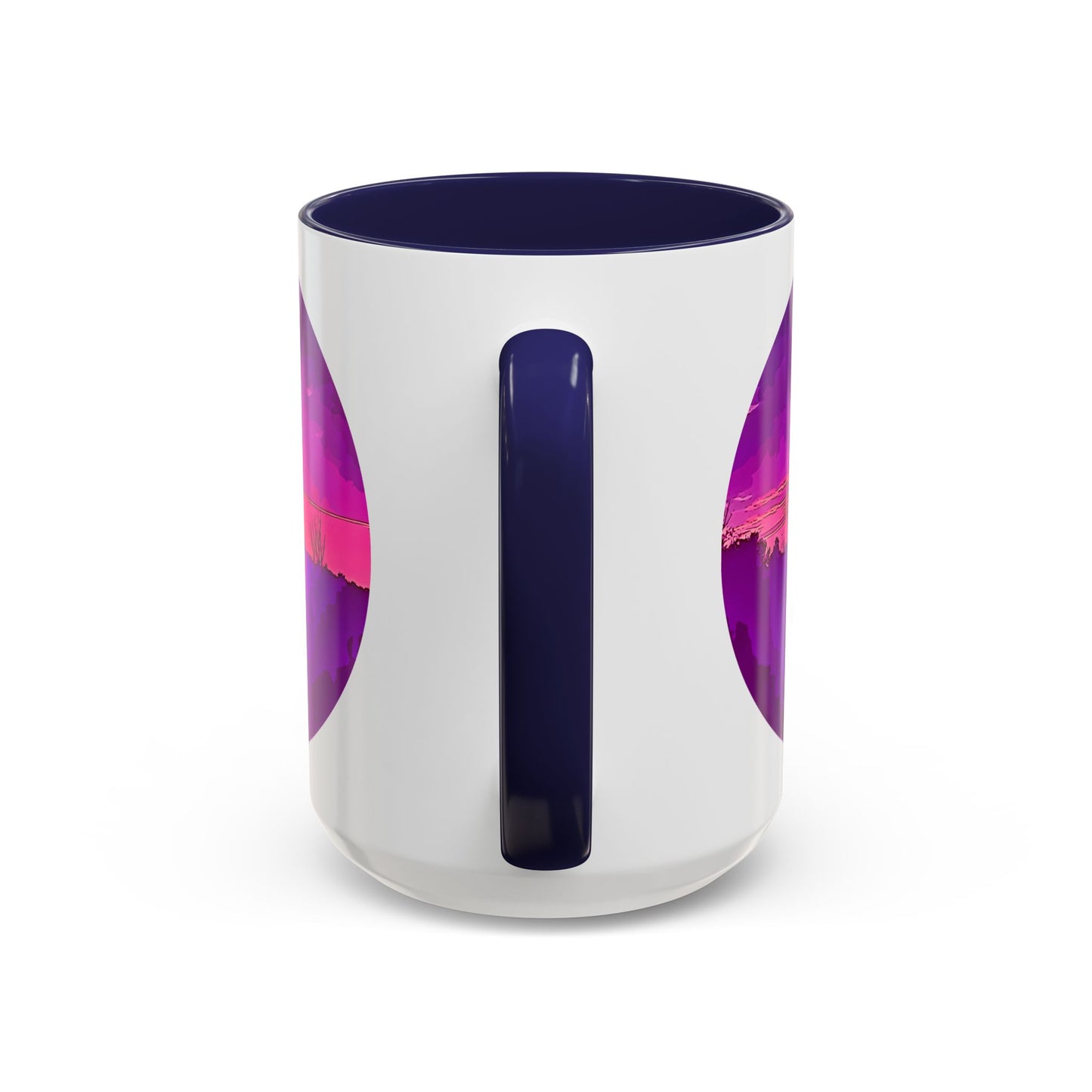 Custom Designed Navy Accent Coffee Mug Available In Two Sizes From The Sunset Series At Intriguing Vistas