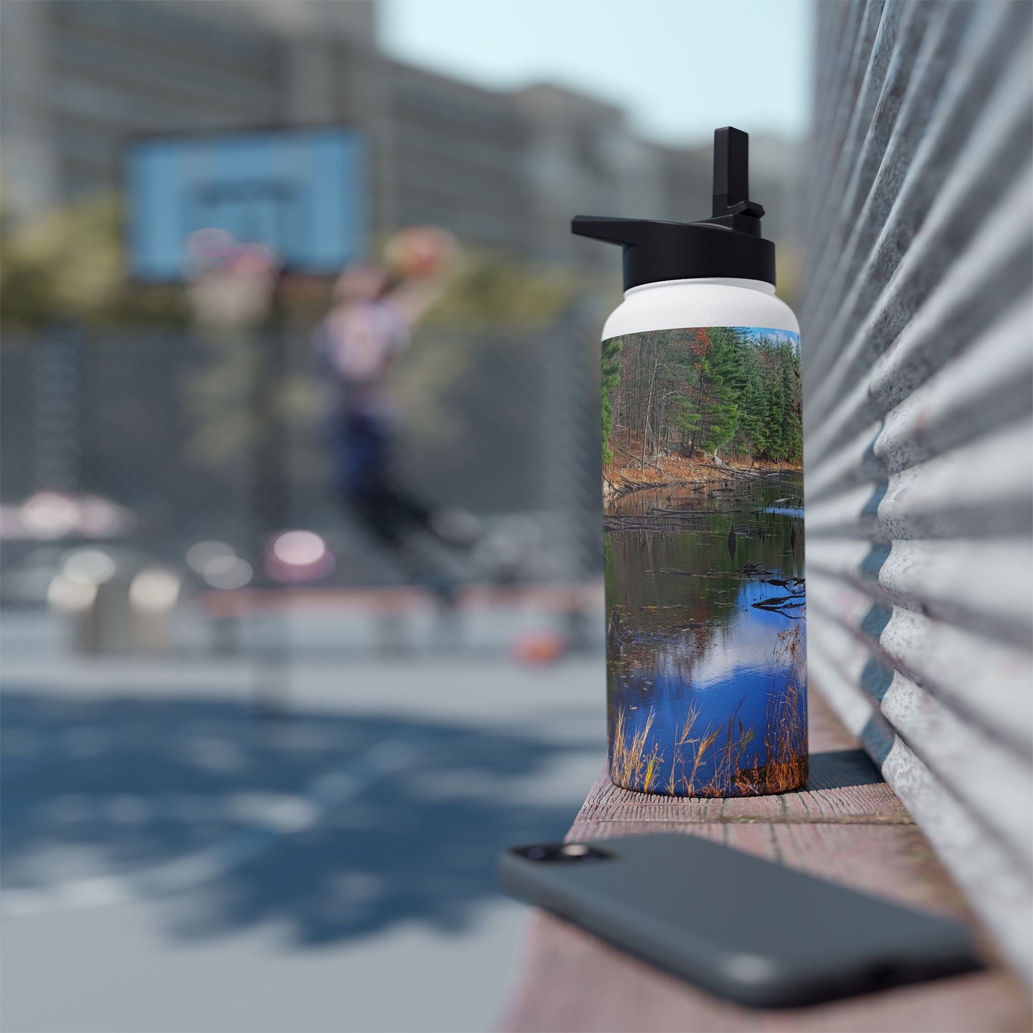 Custom Designed Stainless Steel Water Bottle Available In Three Sizes From The Scenery Series at Intriguing Vistas