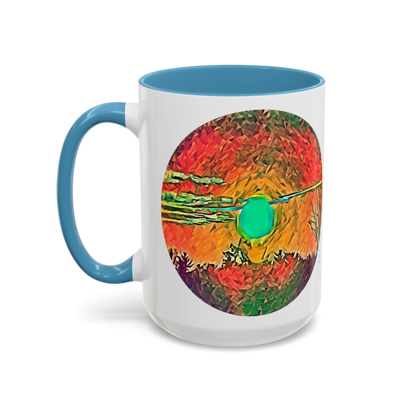 Custom Designed Lt Blue Accent Coffee Mug Available In Two Sizes From The Sunset Series At Intriguing Vistas