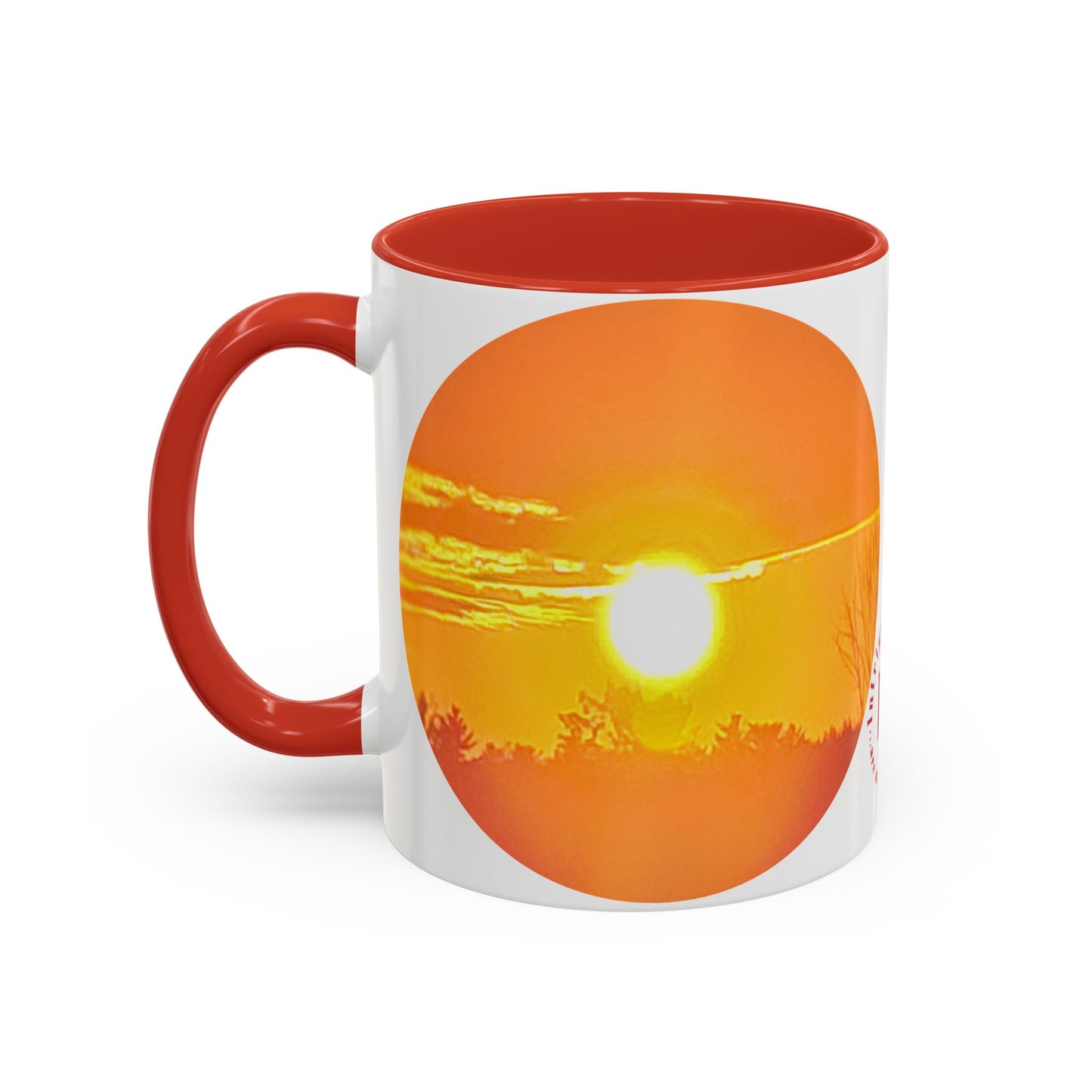 Custom Designed Red Accent Coffee Mug Available In Two Sizes From The Sunset Series At Intriguing Vistas