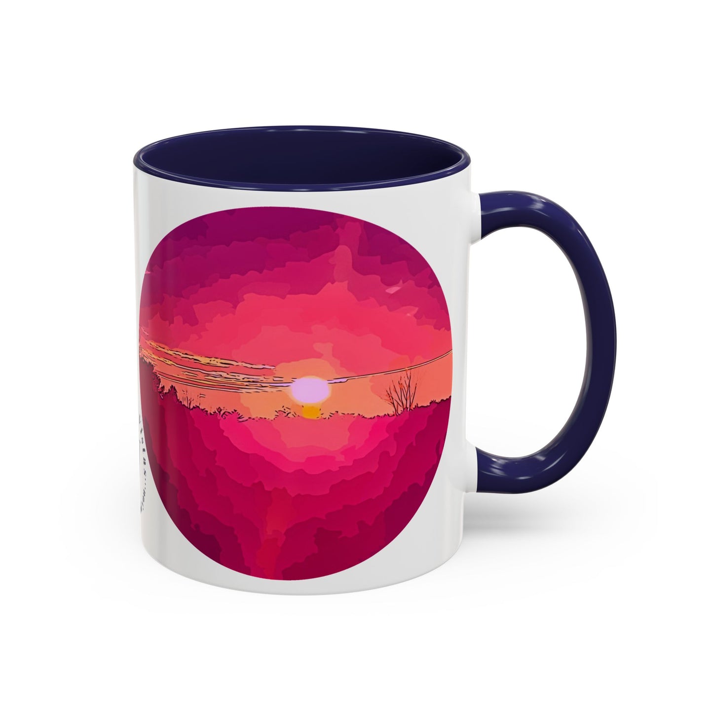 Custom Designed Navy Accent Coffee Mug Available In Two Sizes From The Sunset Series At Intriguing Vistas