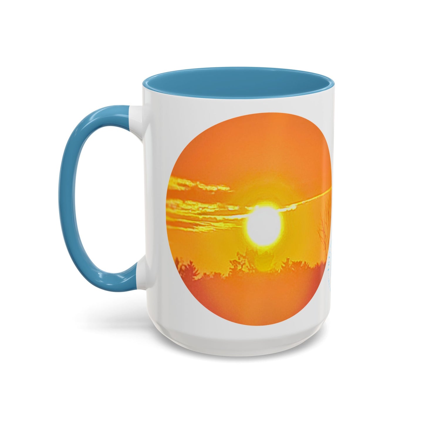 Custom Designed Lt Blue Accent Coffee Mug Available In Two Sizes From The Sunset Series At Intriguing Vistas