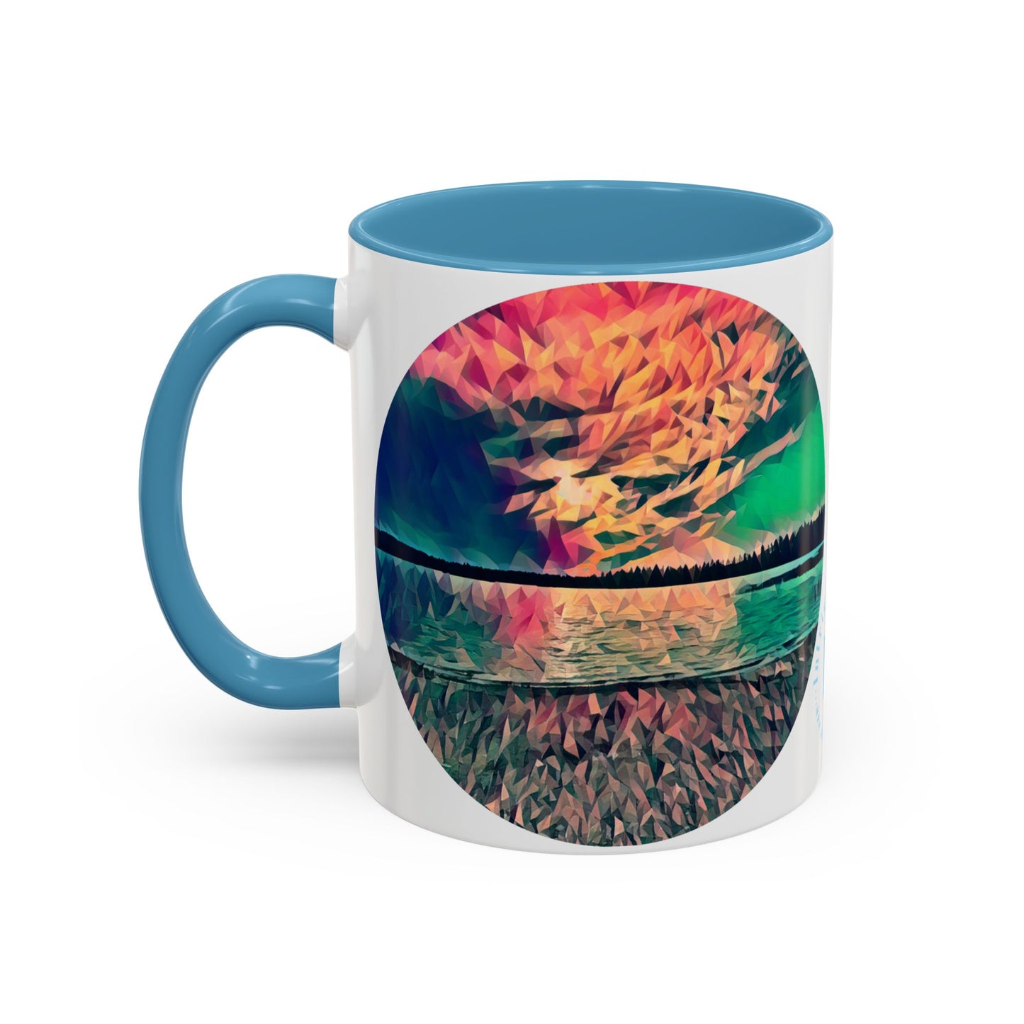 Custom Designed Lt Blue Accent Coffee Mug Available In Two Sizes From The Sunset Series At Intriguing Vistas