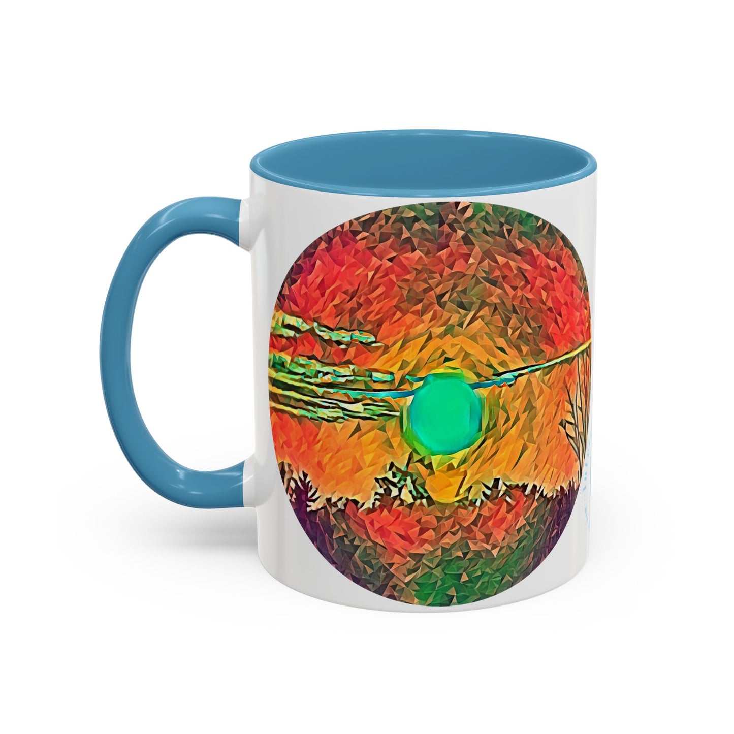 Custom Designed Lt Blue Accent Coffee Mug Available In Two Sizes From The Sunset Series At Intriguing Vistas