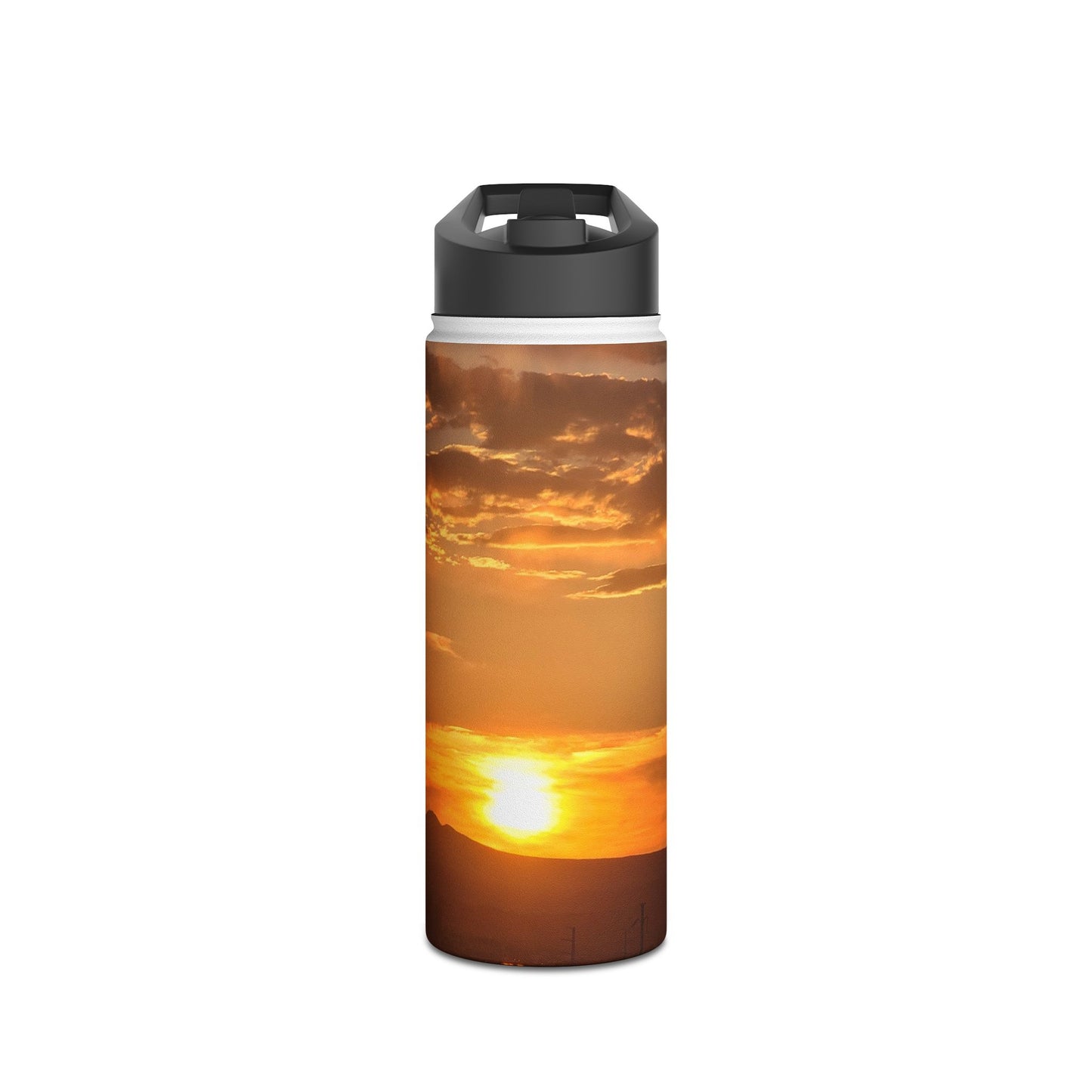 Custom Designed Stainless Steel Water Bottle Available In Three Sizes From The Sunset Series at Intriguing Vistas