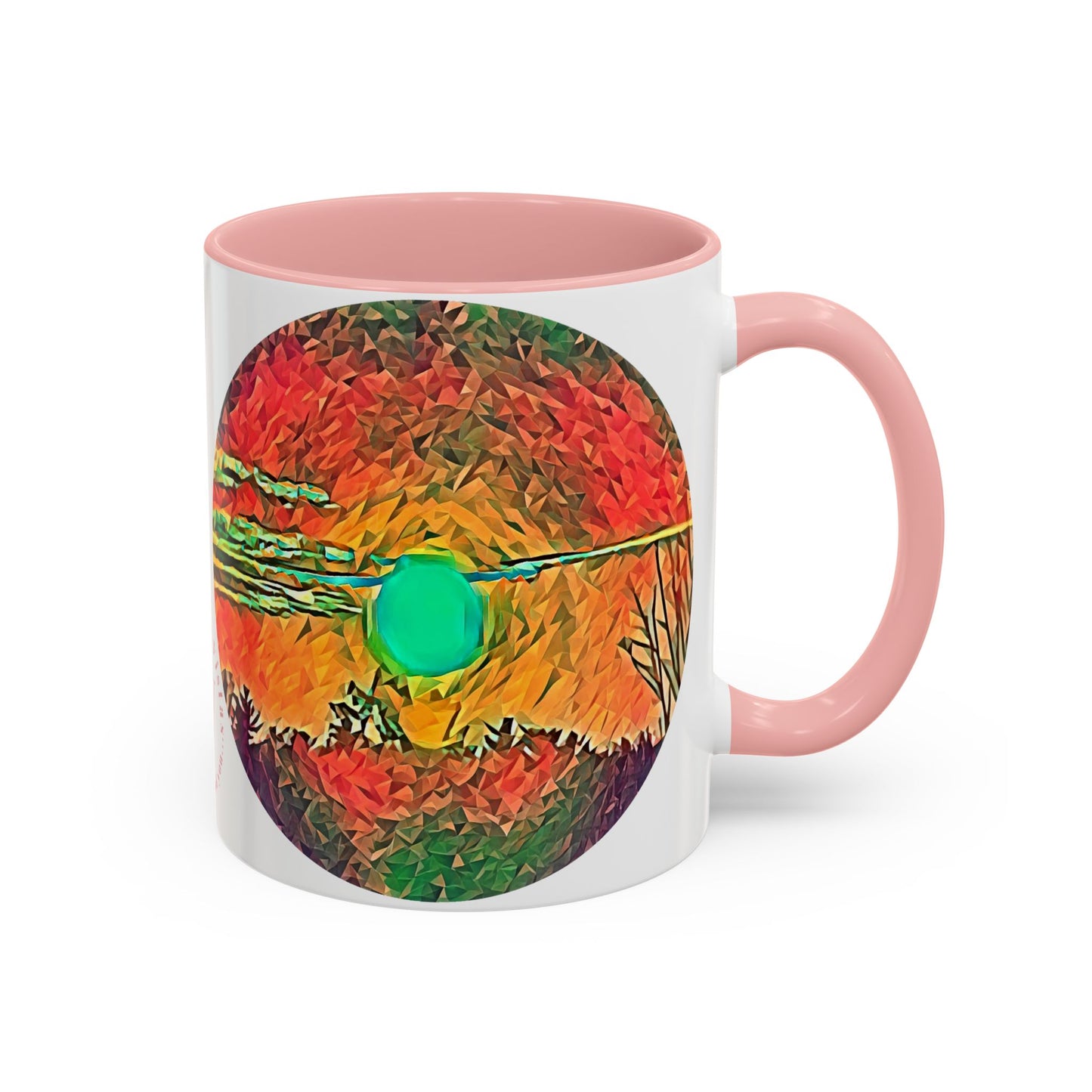 Custom Designed Pink Accent Coffee Mug Available In Two Sizes From The Sunset Series At Intriguing Vistas