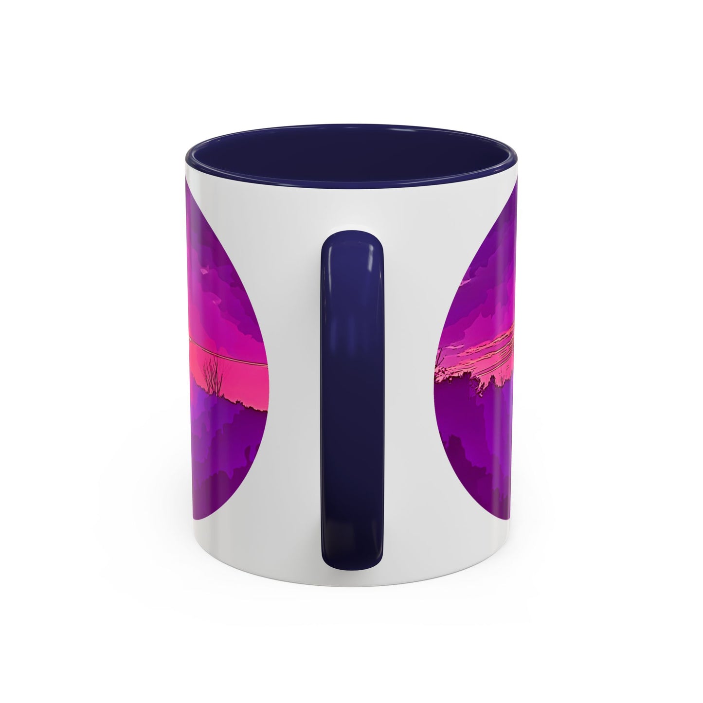 Custom Designed Navy Accent Coffee Mug Available In Two Sizes From The Sunset Series At Intriguing Vistas