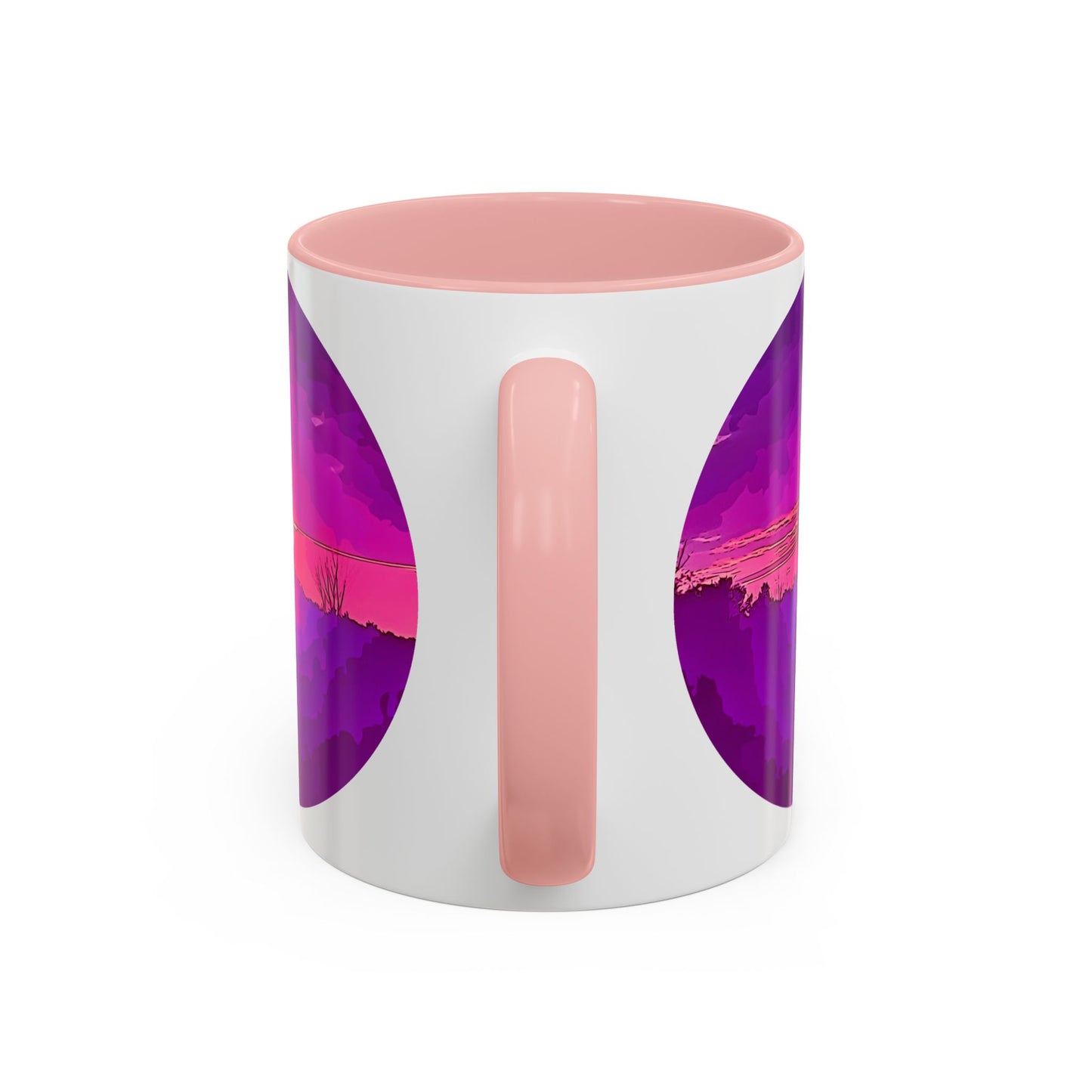 Custom Designed Pink Accent Coffee Mug Available In Two Sizes From The Sunset Series At Intriguing Vistas