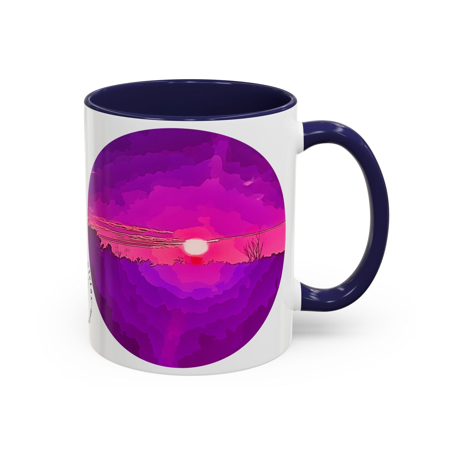 Custom Designed Navy Accent Coffee Mug Available In Two Sizes From The Sunset Series At Intriguing Vistas