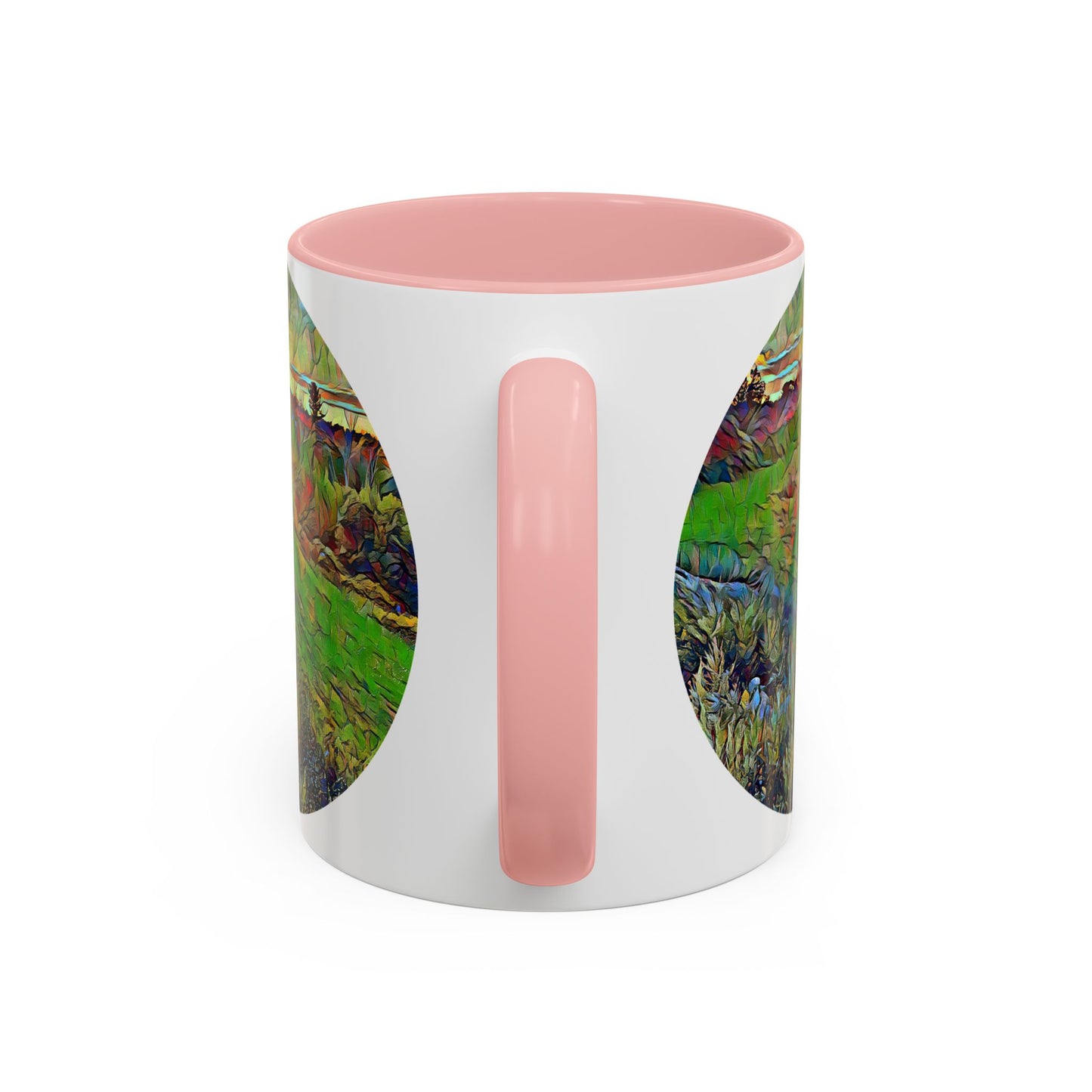 Custom Designed Pink Accent Coffee Mug Available In Two Sizes From The Sunset Series At Intriguing Vistas