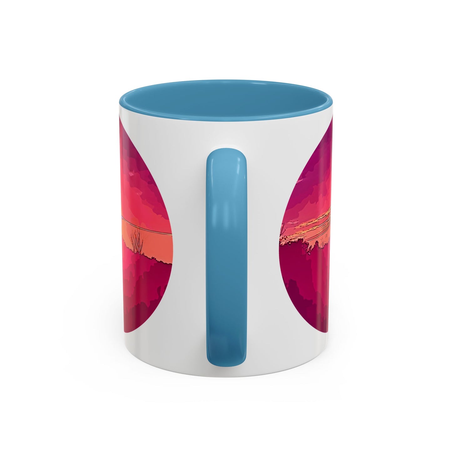 Custom Designed Lt Blue Accent Coffee Mug Available In Two Sizes From The Sunset Series At Intriguing Vistas