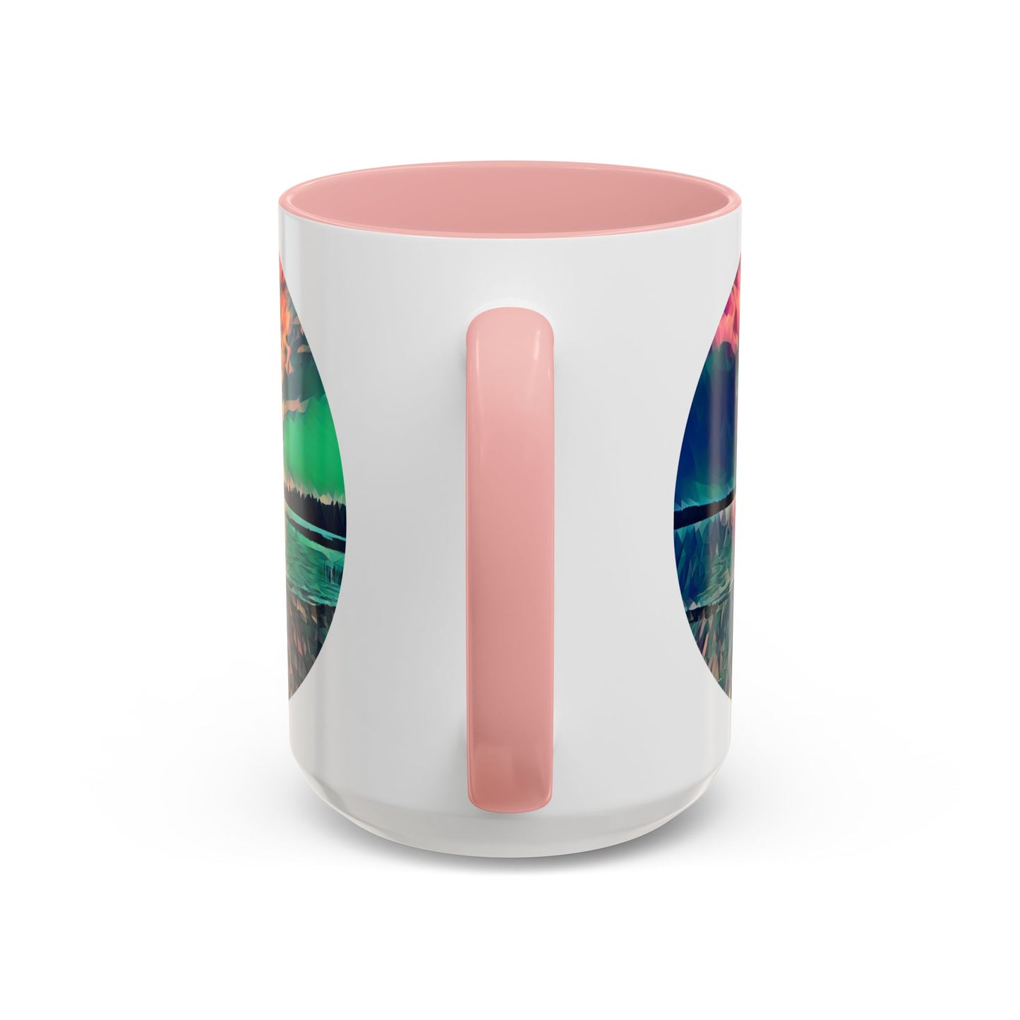 Custom Designed Pink Accent Coffee Mug Available In Two Sizes From The Sunset Series At Intriguing Vistas