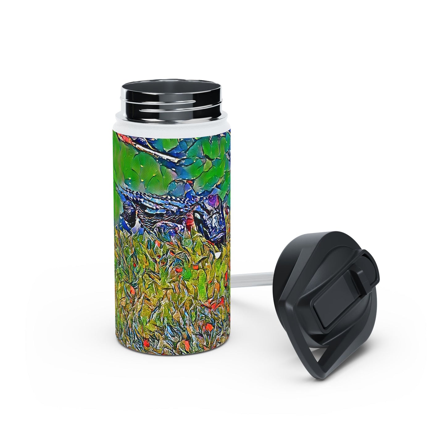 Custom Designed Stainless Steel Water Bottle Available In Three Sizes From The Wildlife Series at Intriguing Vistas