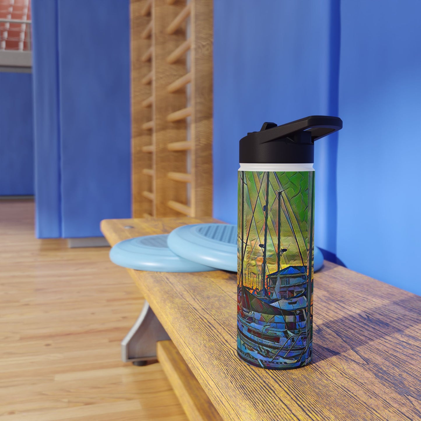 Custom Designed Stainless Steel Water Bottle Available In Three Sizes From The Nautical Series at Intriguing Vistas