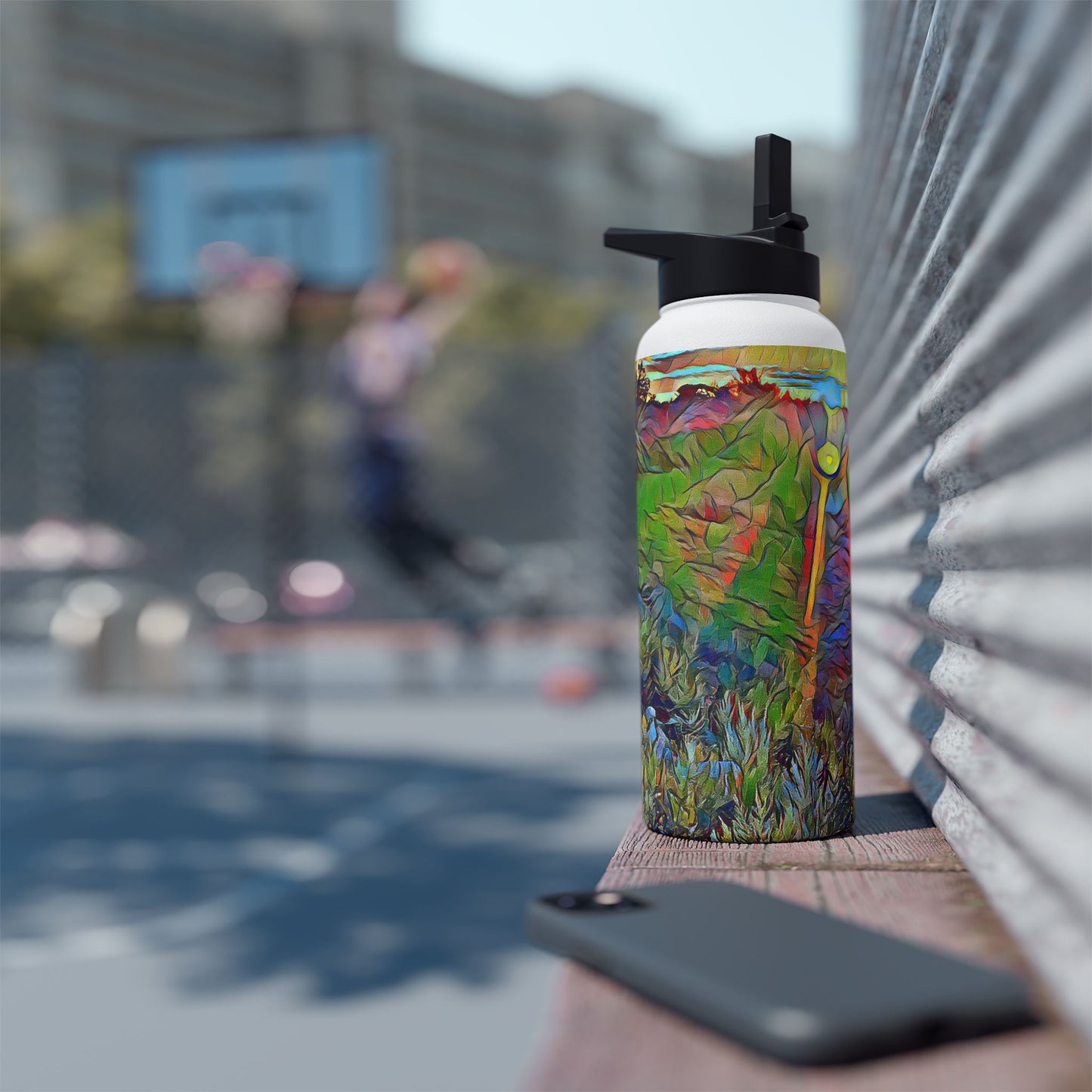 Custom Designed Stainless Steel Water Bottle Available In Three Sizes From The Sunset Series at Intriguing Vistas