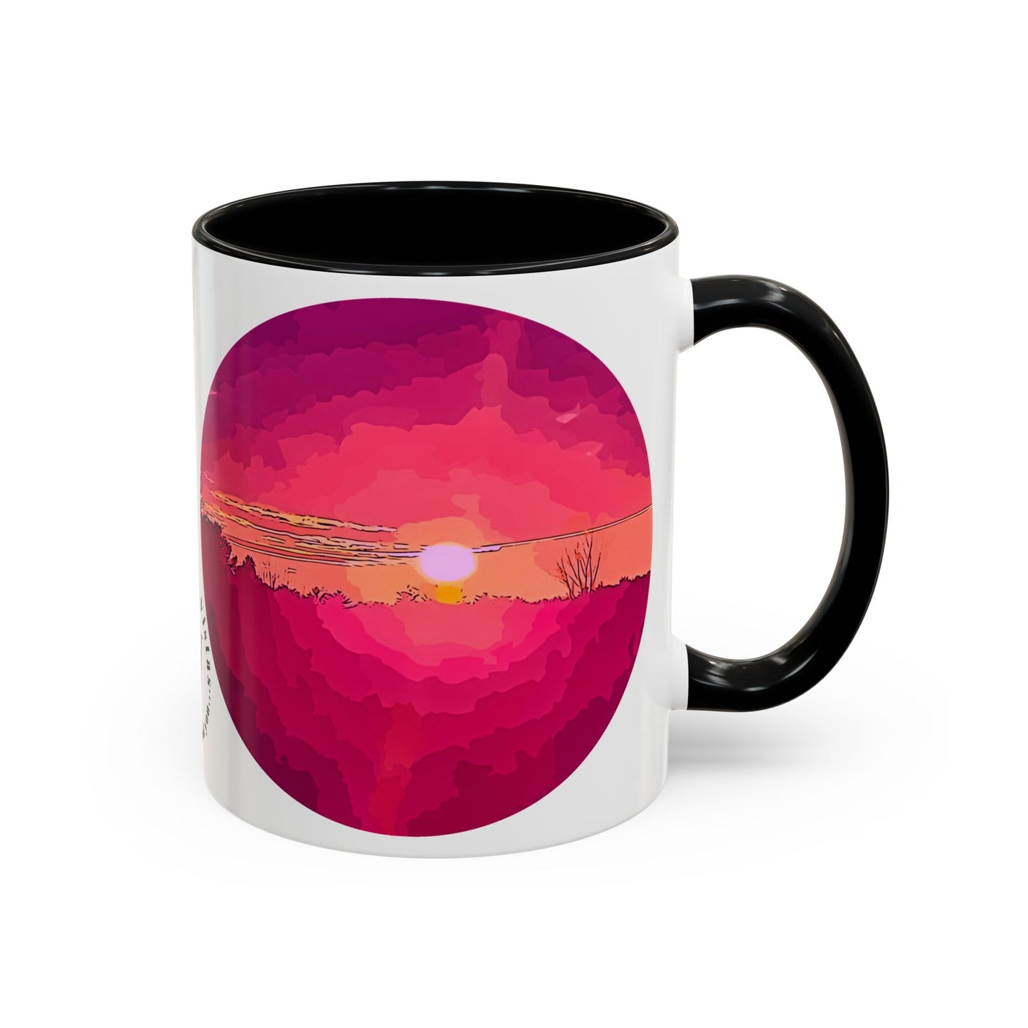 Custom Designed Black Accent Coffee Mug Available In Two Sizes From The Sunset Series At Intriguing Vistas