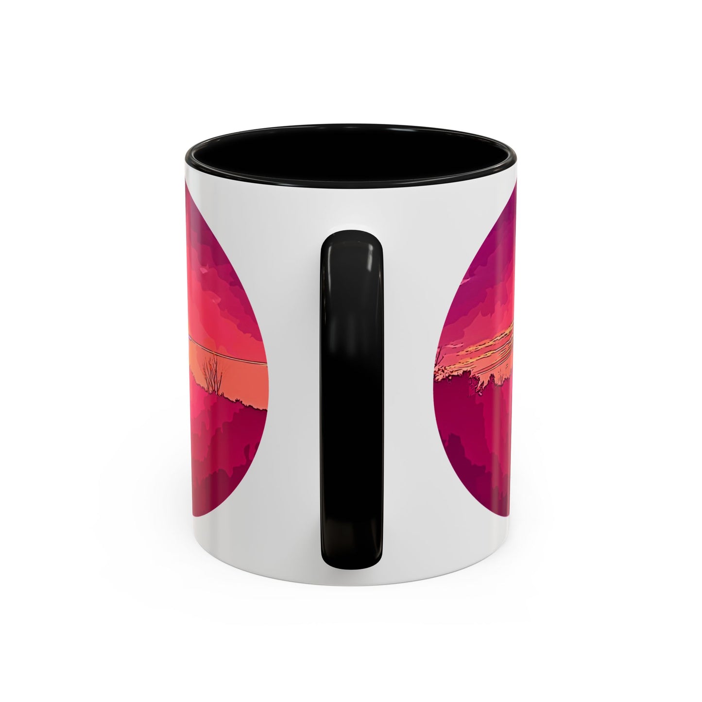 Custom Designed Black Accent Coffee Mug Available In Two Sizes From The Sunset Series At Intriguing Vistas