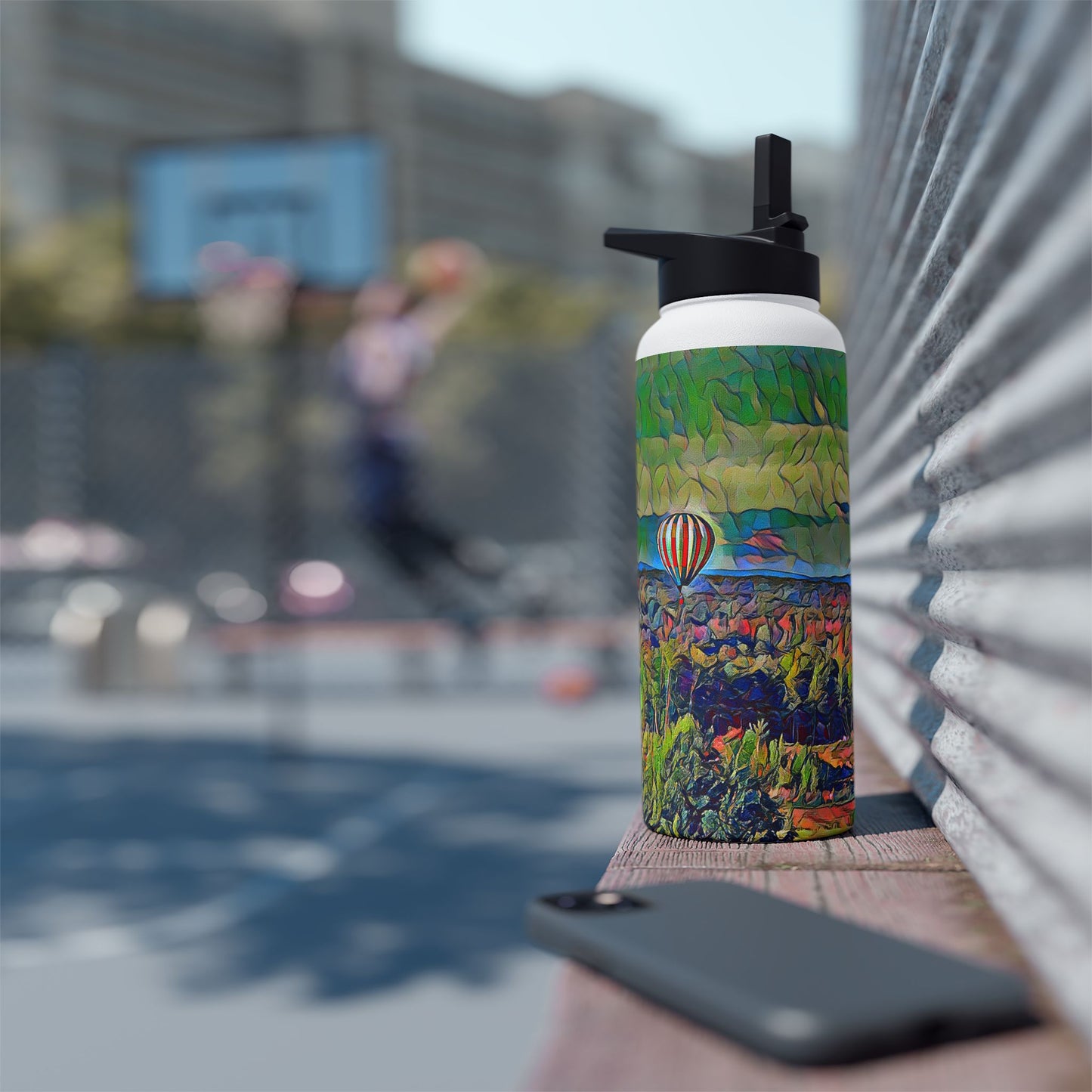 Custom Designed Stainless Steel Water Bottle Available In Three Sizes From The Scenery Series at Intriguing Vistas
