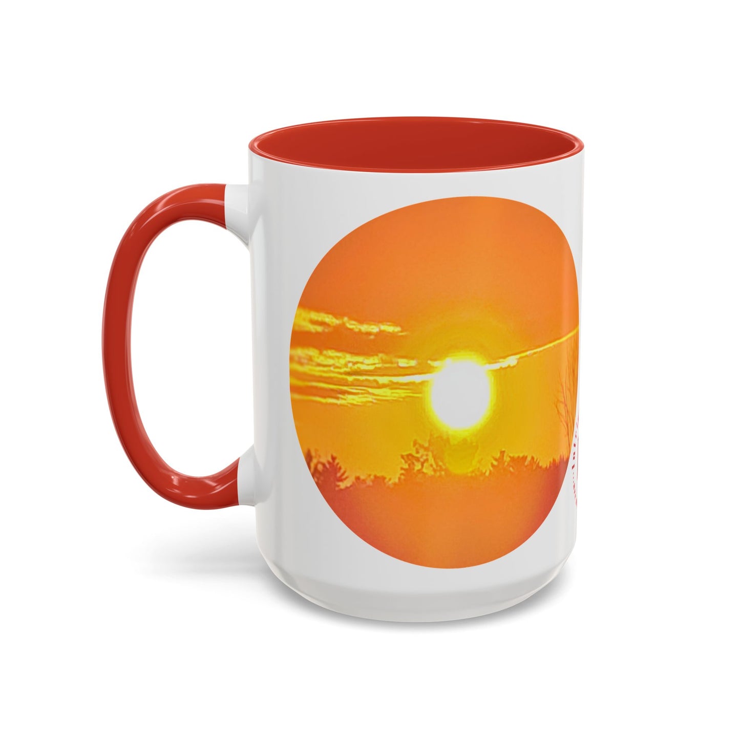 Custom Designed Red Accent Coffee Mug Available In Two Sizes From The Sunset Series At Intriguing Vistas