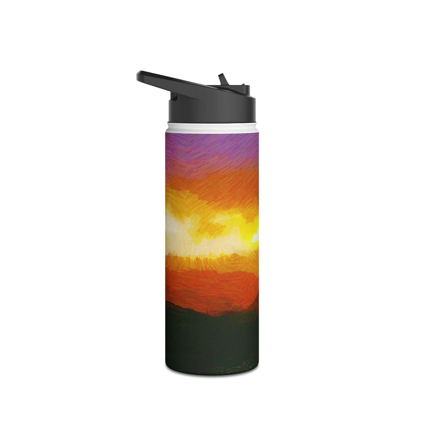 Custom Designed Stainless Steel Water Bottle Available In Three Sizes From The Sunset Series at Intriguing Vistas