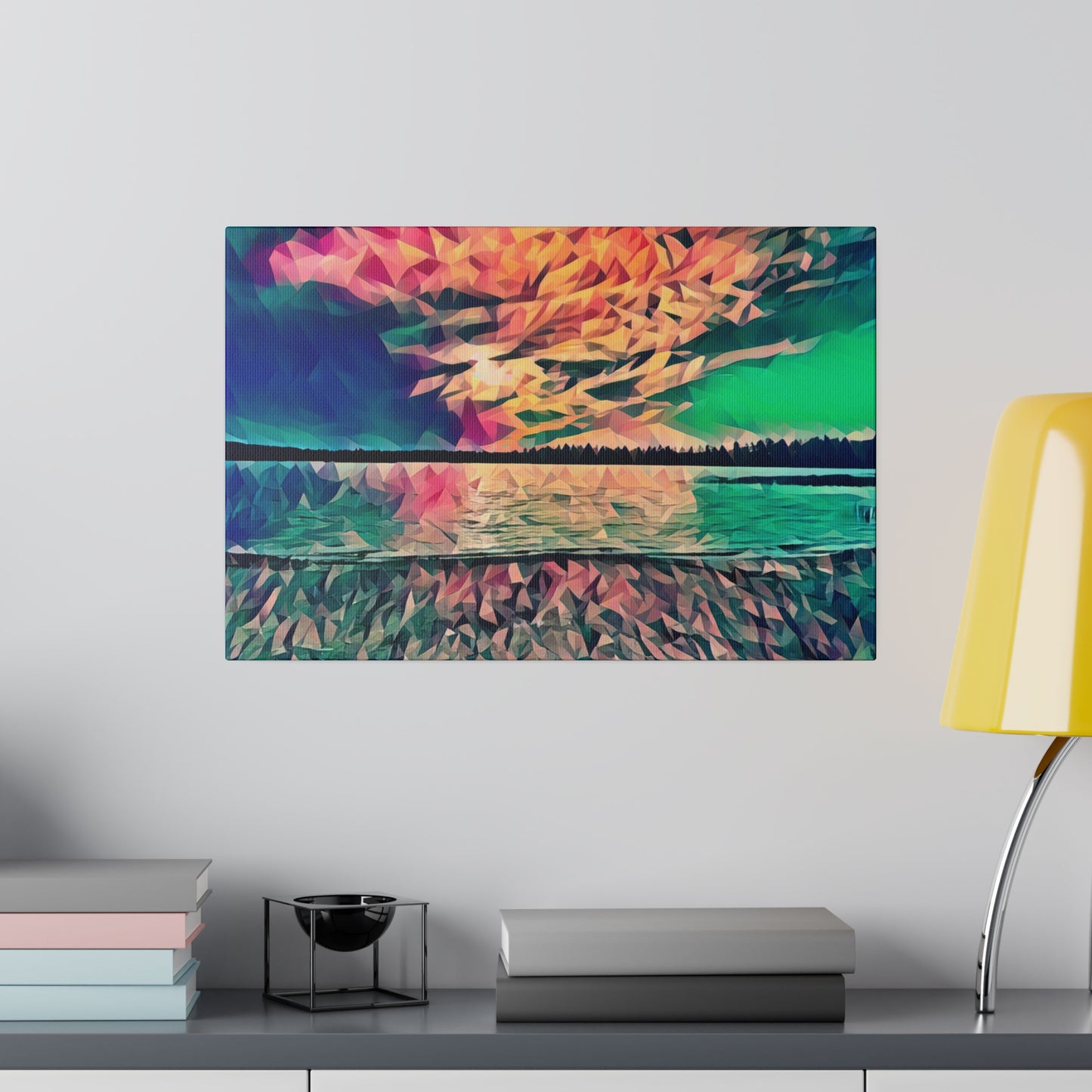 Canvas Print Lake Massabesic in Stunning Poly Art Design - Intriguing Vistas