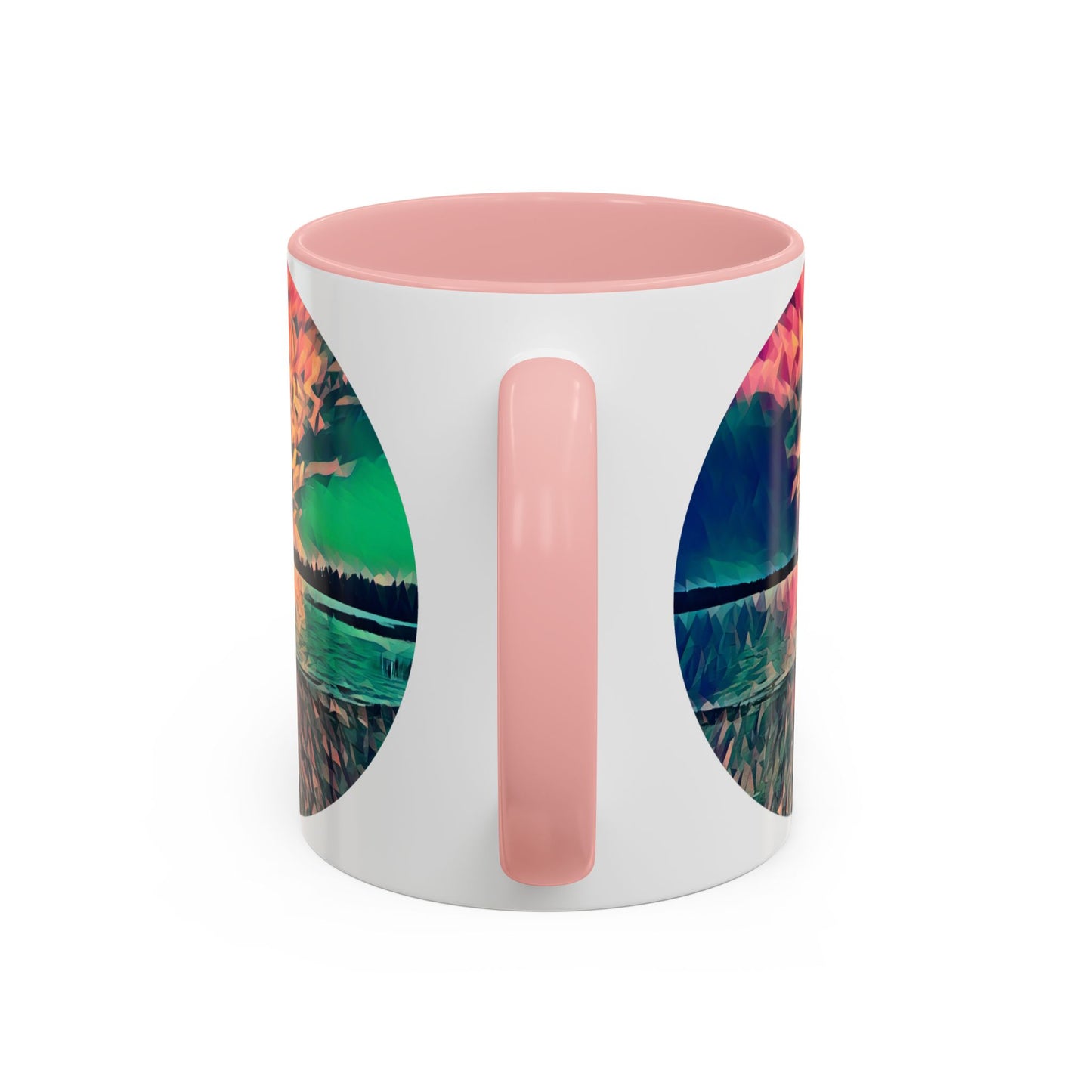 Custom Designed Pink Accent Coffee Mug Available In Two Sizes From The Sunset Series At Intriguing Vistas