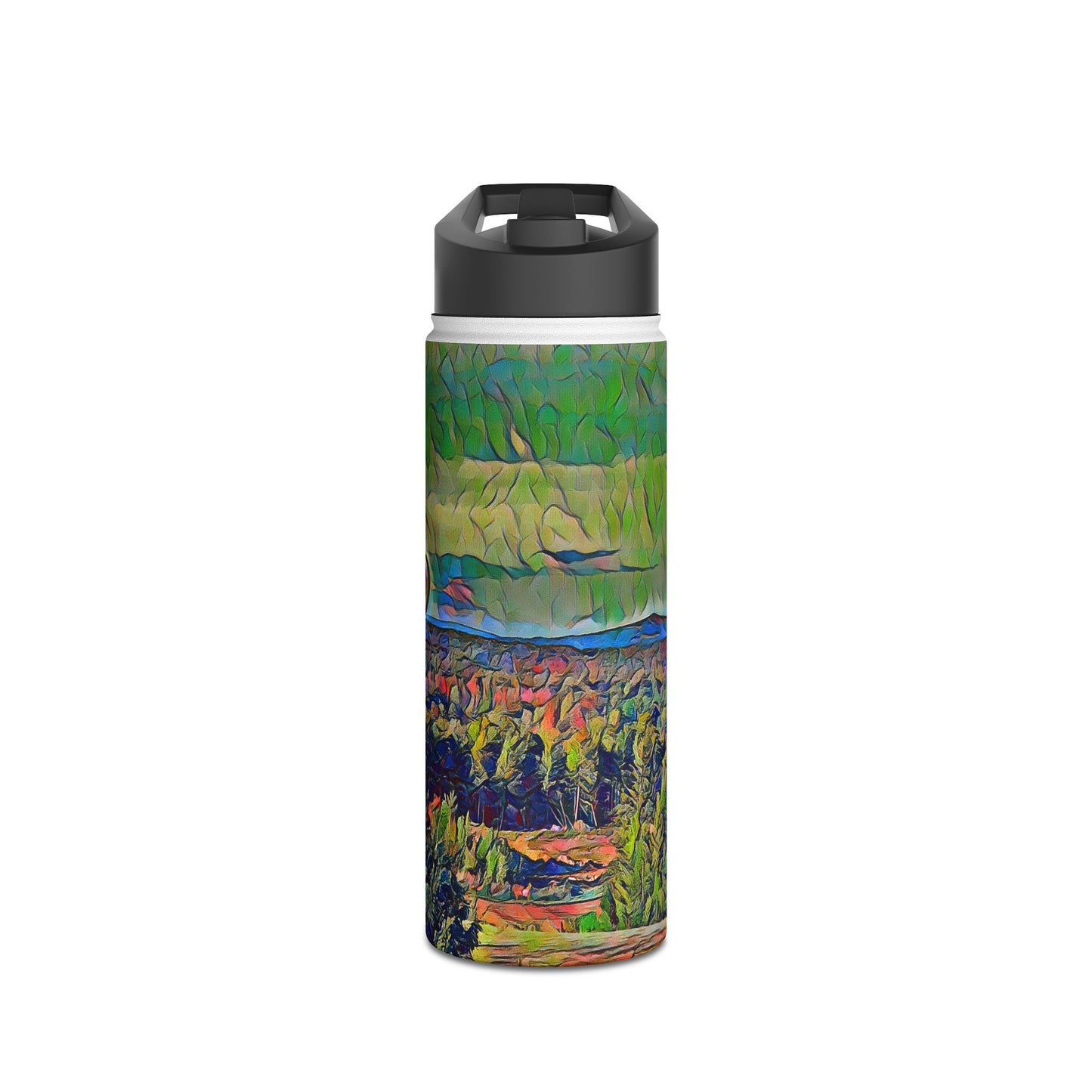 Custom Designed Stainless Steel Water Bottle Available In Three Sizes From The Scenery Series at Intriguing Vistas