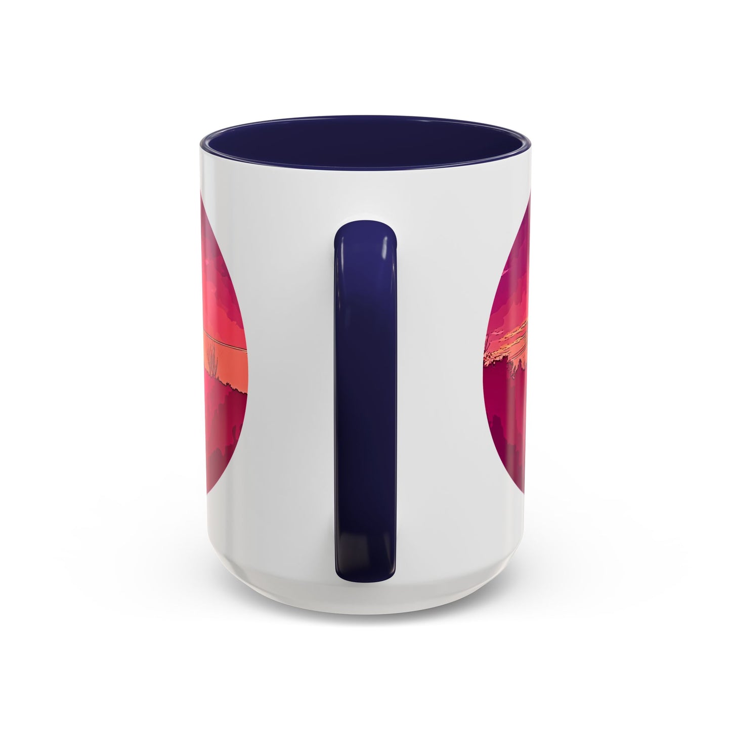 Custom Designed Navy Accent Coffee Mug Available In Two Sizes From The Sunset Series At Intriguing Vistas