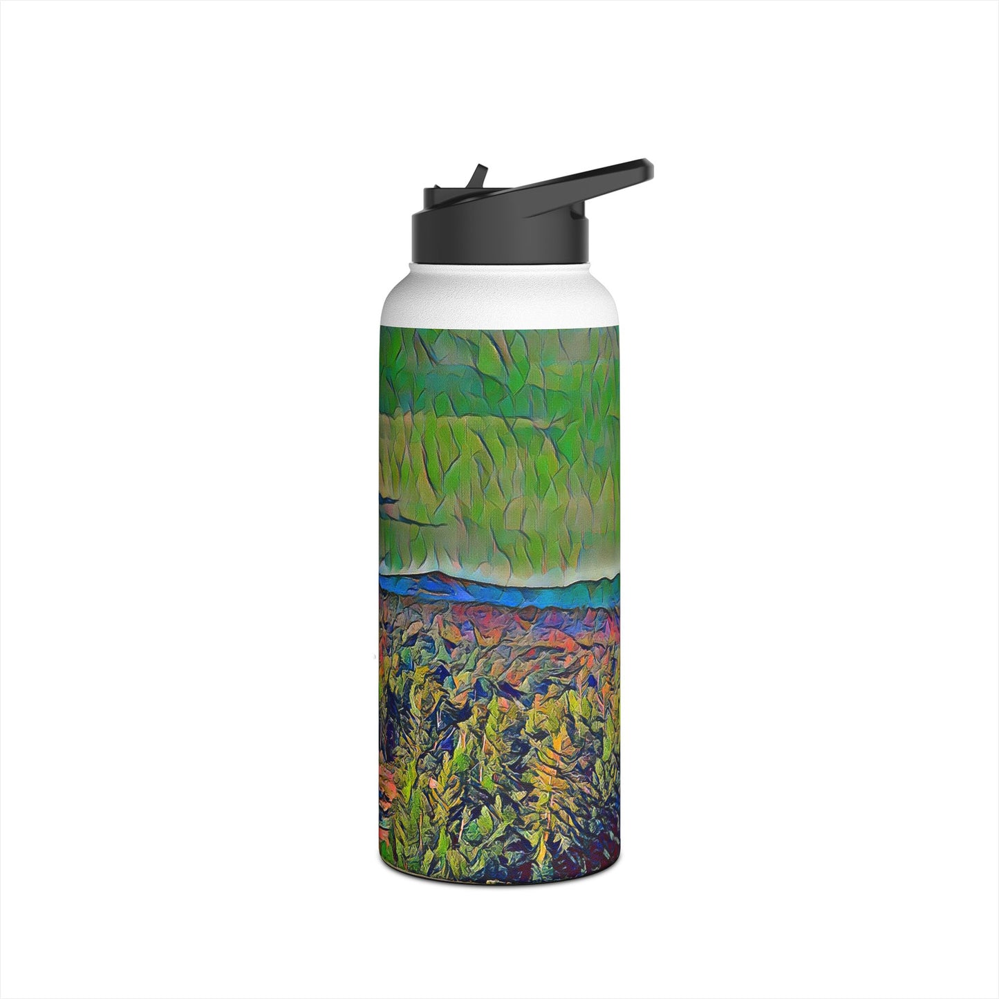 Custom Designed Stainless Steel Water Bottle Available In Three Sizes From The Scenery Series at Intriguing Vistas