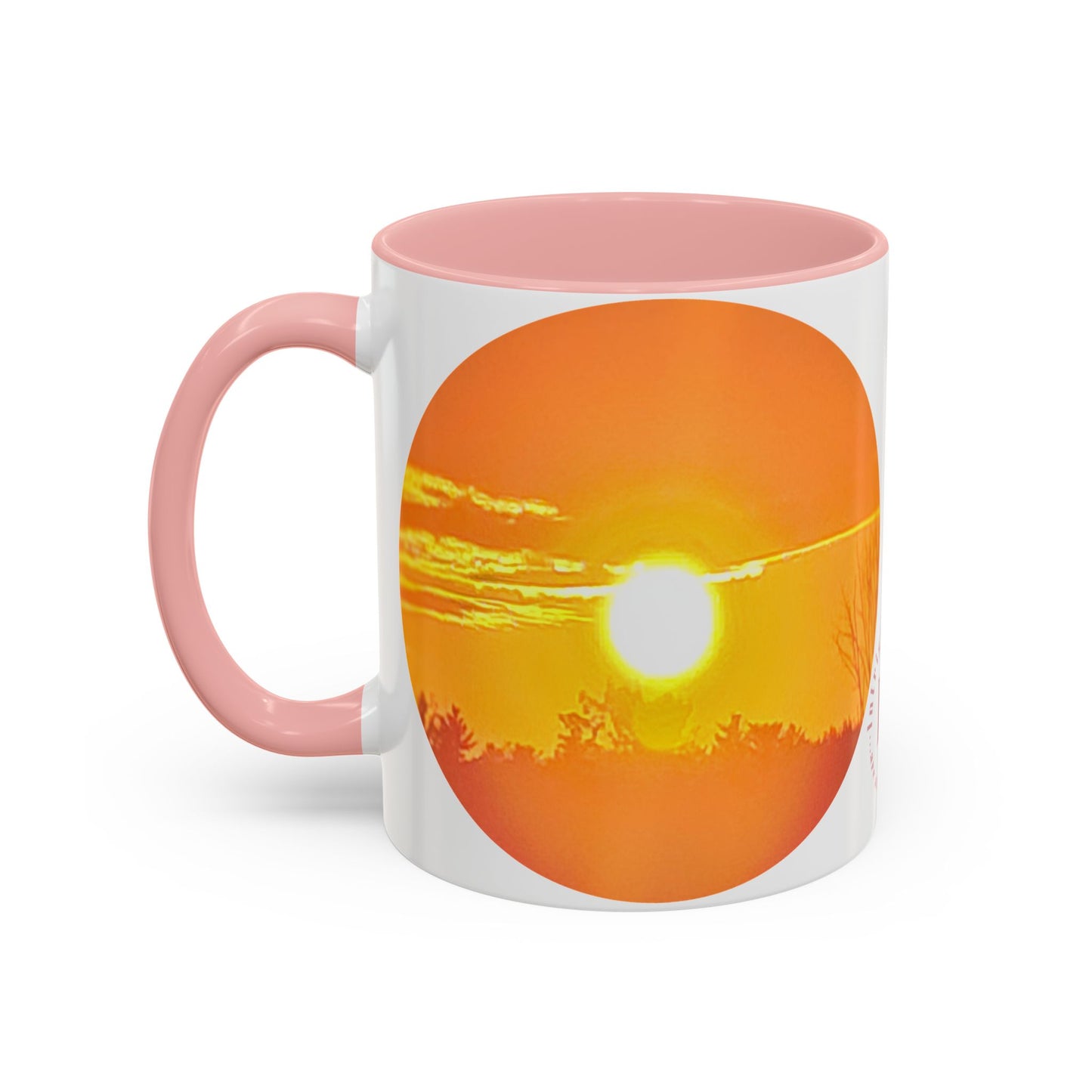 Custom Designed Pink Accent Coffee Mug Available In Two Sizes From The Sunset Series At Intriguing Vistas