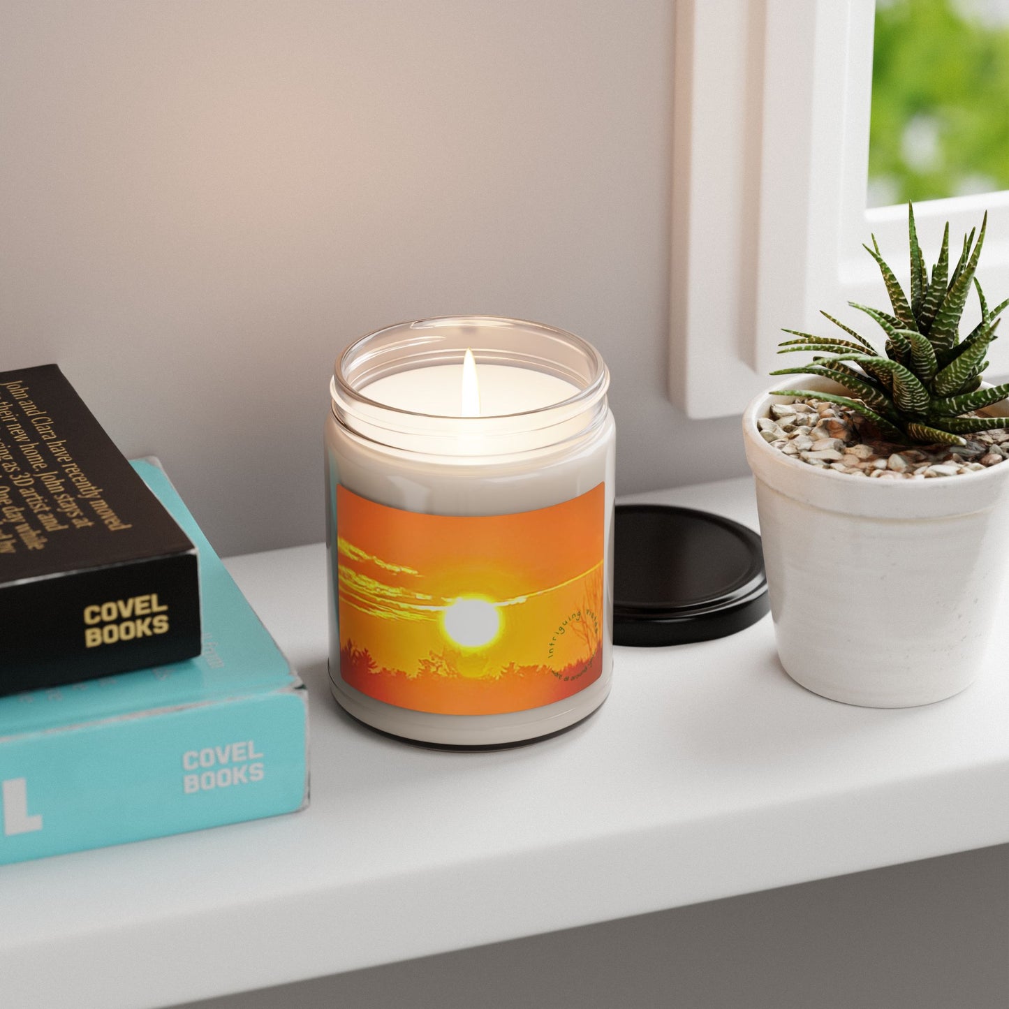 Custom Printed Candle available in five scents from the Sunset Series at Intriguing Vistas