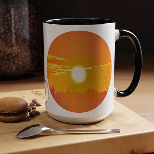 Custom Designed Black Accent Coffee Mug Available In Two Sizes From The Sunset Series At Intriguing Vistas