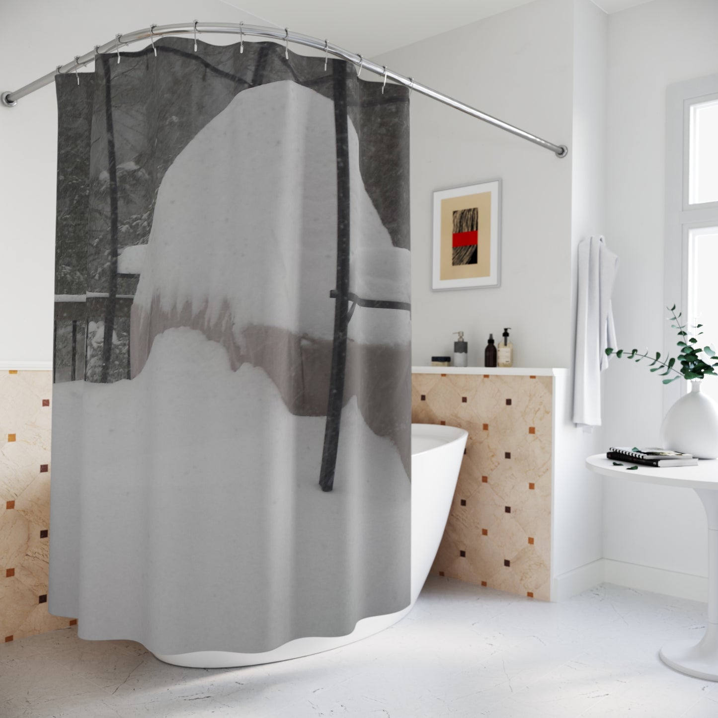 Snow in New Hampshire Shower Curtain - Calm Design for Tranquil Bathrooms