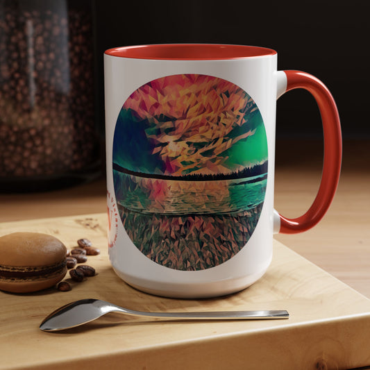 Custom Designed Red Accent Coffee Mug Available In Two Sizes From The Sunset Series At Intriguing Vistas